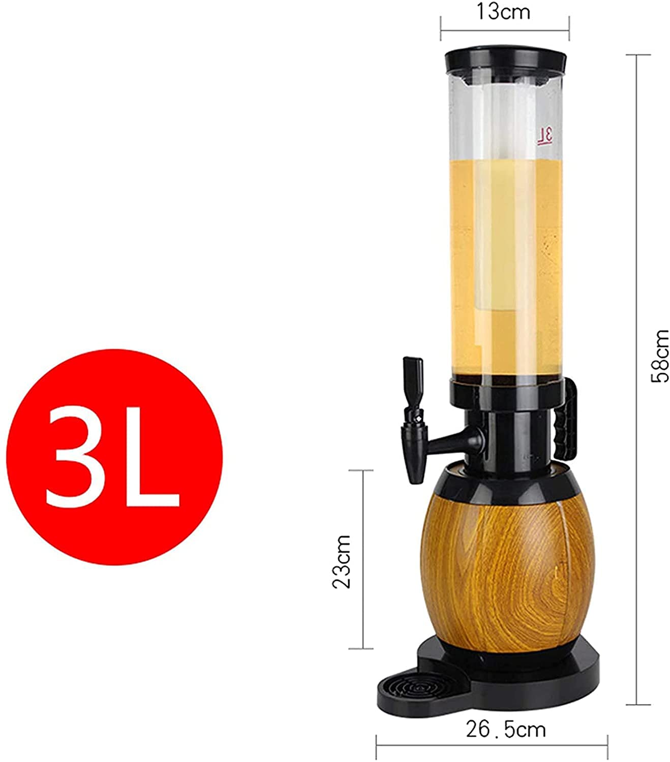1.5L/3L LED Beer Tower Dispenser with Ice Tube & Base - Party Drink Dispenser for Beer, Juice & Wine | Home Bar, BBQ, Tailgating & Outdoor Events
