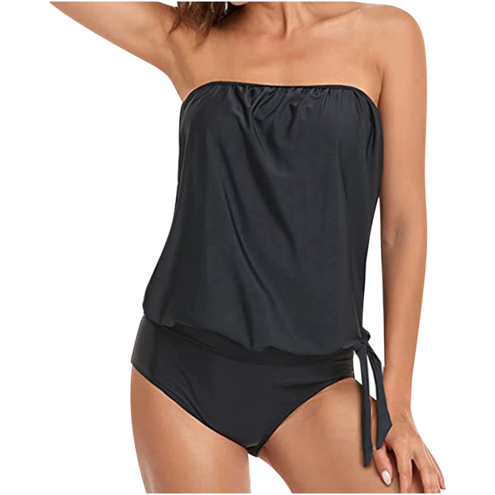 HYWJSZ Women's Two Piece Bandeau Tankini Swimsuits - Loose Fit Bathing Suits with Swim Tank Top | Perfect for Beach, Pool & Summer Vacation