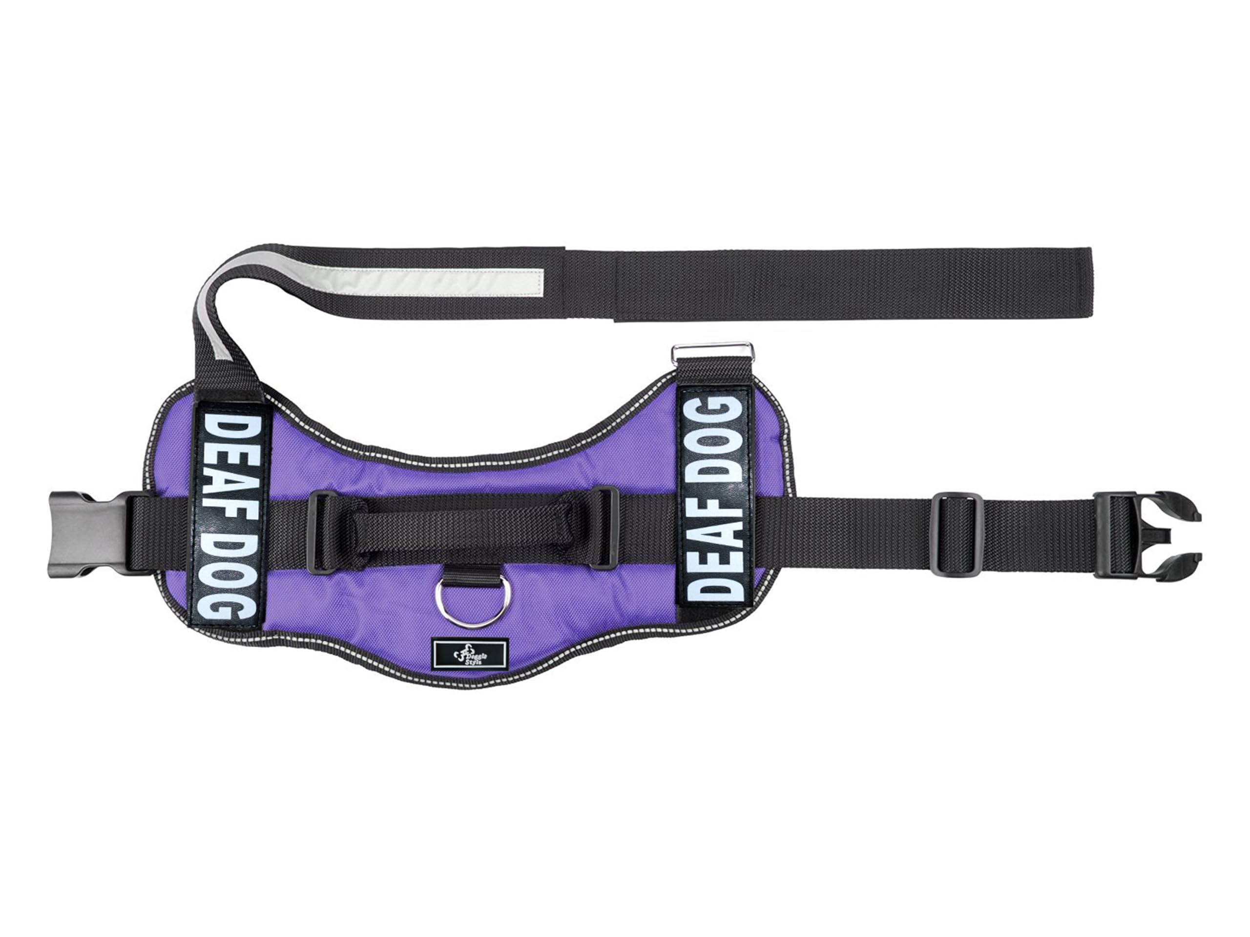 Doggie Stylz Adjustable Dog Harness with Removable Patches & Reflective Trim - Purple Pet Vest for Small to Medium Dogs (19