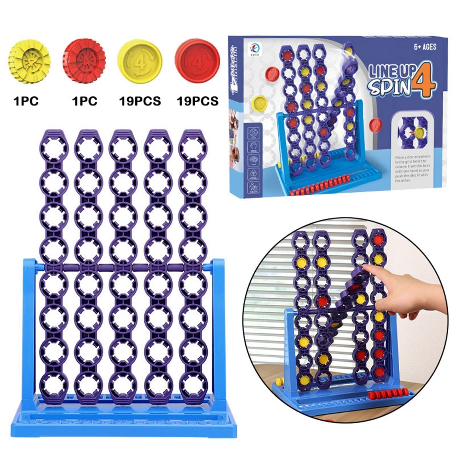 Connect Spin Game & 4 To Score Board Game Set - Fun Strategy Table Games for Kids and Adults - Perfect for Family Game Nights, Birthday Parties and Indoor Activities