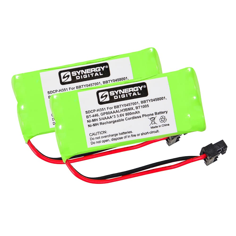 Synergy Digital Cordless Phone Batteries - 2 Pack Ni-MH 2.4V 750mAh Replacement for Uniden D1483-5 & BT-1008 - Perfect for Home Office & Business Phone Systems