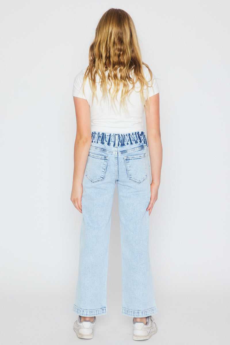 Rubi High Rise Wide Leg Jeans for Girls - Comfortable Stretch Denim Pants for School, Play & Everyday Wear