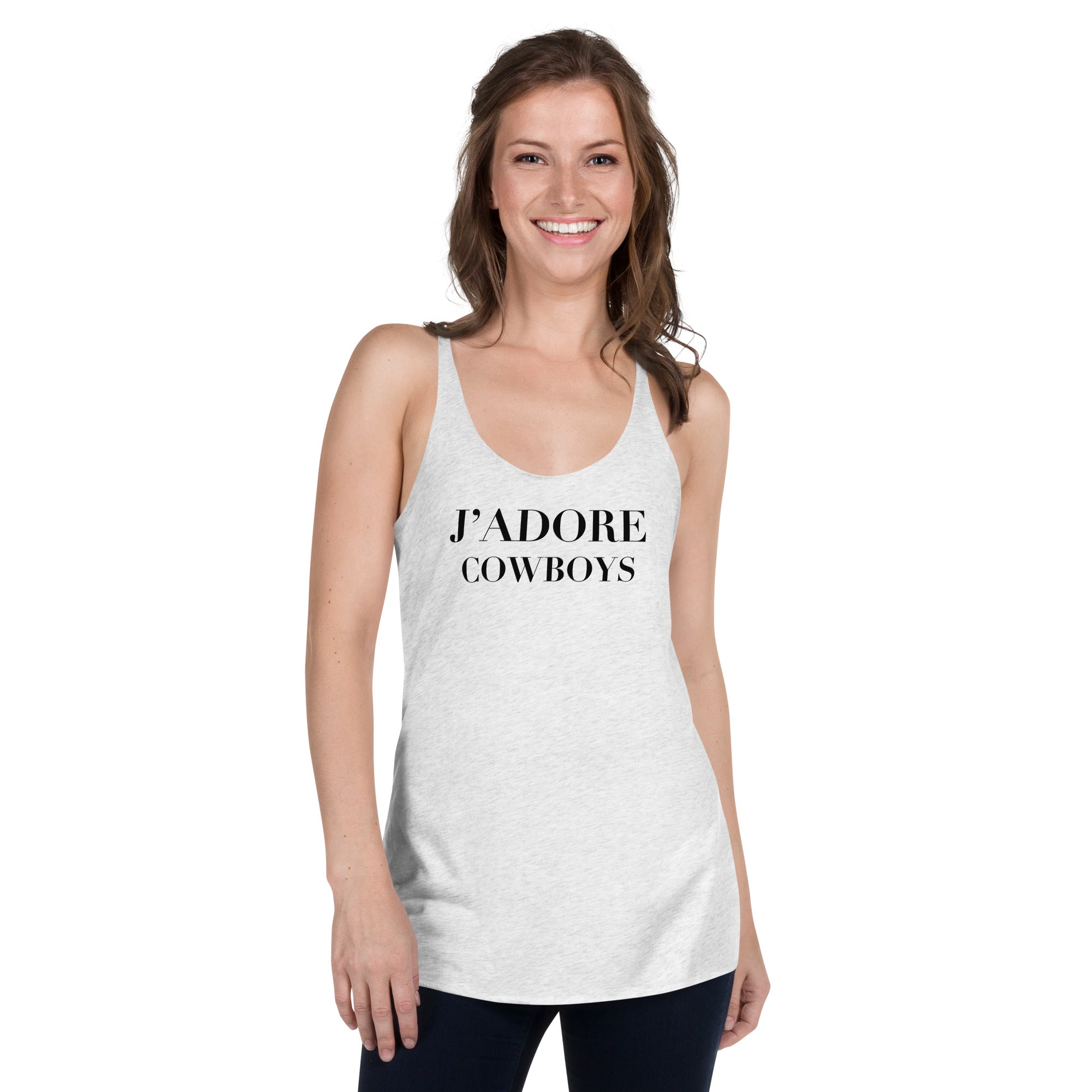 J'Adore Cowboys Tank Top for Women - Western Style Sleeveless Shirt with Cowboy Print - Perfect for Country Concerts, Rodeos & Summer Outfits