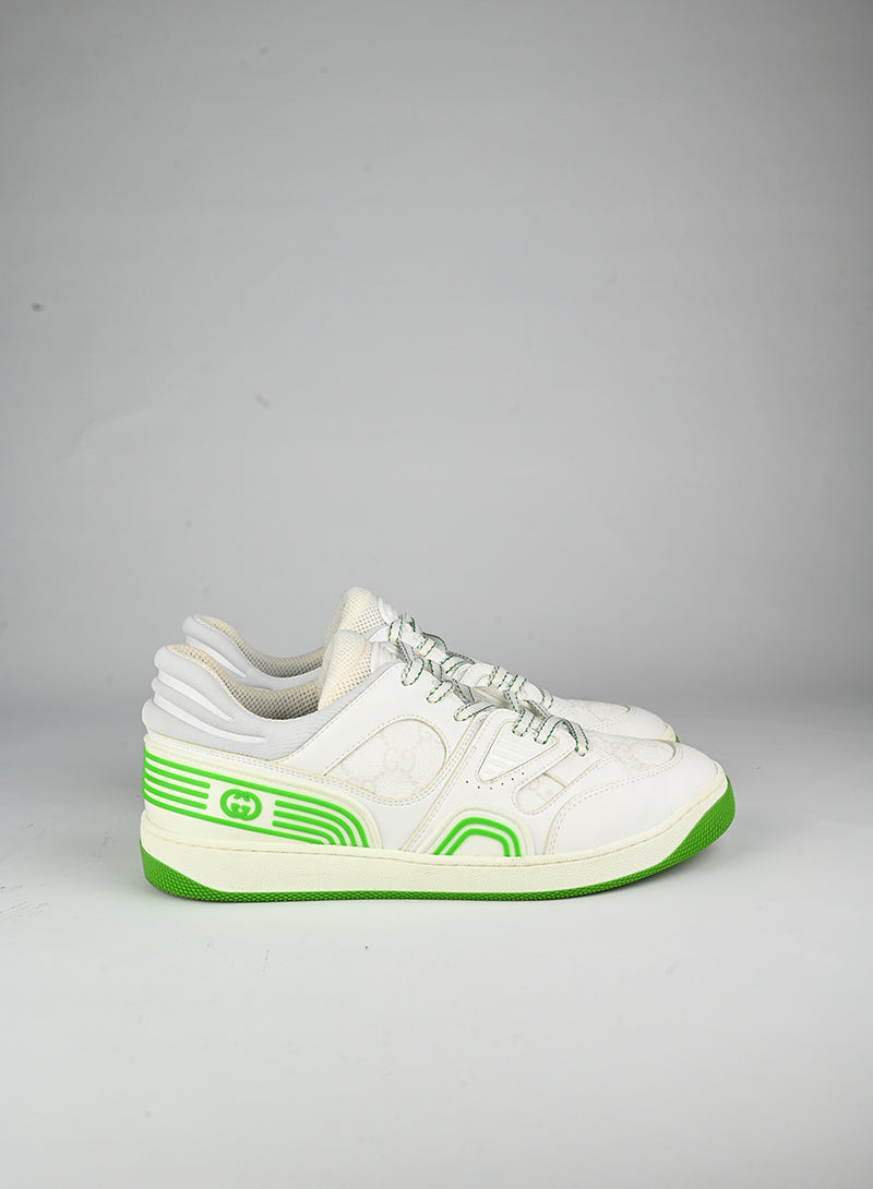 Gucci White and Green Basket Sneakers - Size 40 | Luxury Fashion Sneakers for Women, Streetwear & Casual Outfits