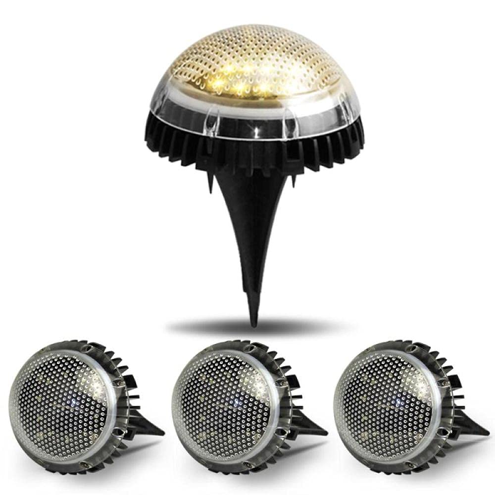 4PCS 8-LED Solar Powered Buried Ground Lights - Waterproof Outdoor Pathway Lighting for Garden, Lawn, Deck & Walkway - Energy Efficient Night Landscape Lights (White, 0.2W) - Perfect for Driveways, Patios and Backyard Decor
