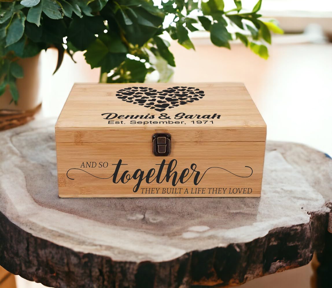 Personalized Wedding Memory Keepsake Box - Custom Engraved Gift for Bride & Groom - Perfect for Anniversaries, Vow Renewals & Special Occasions