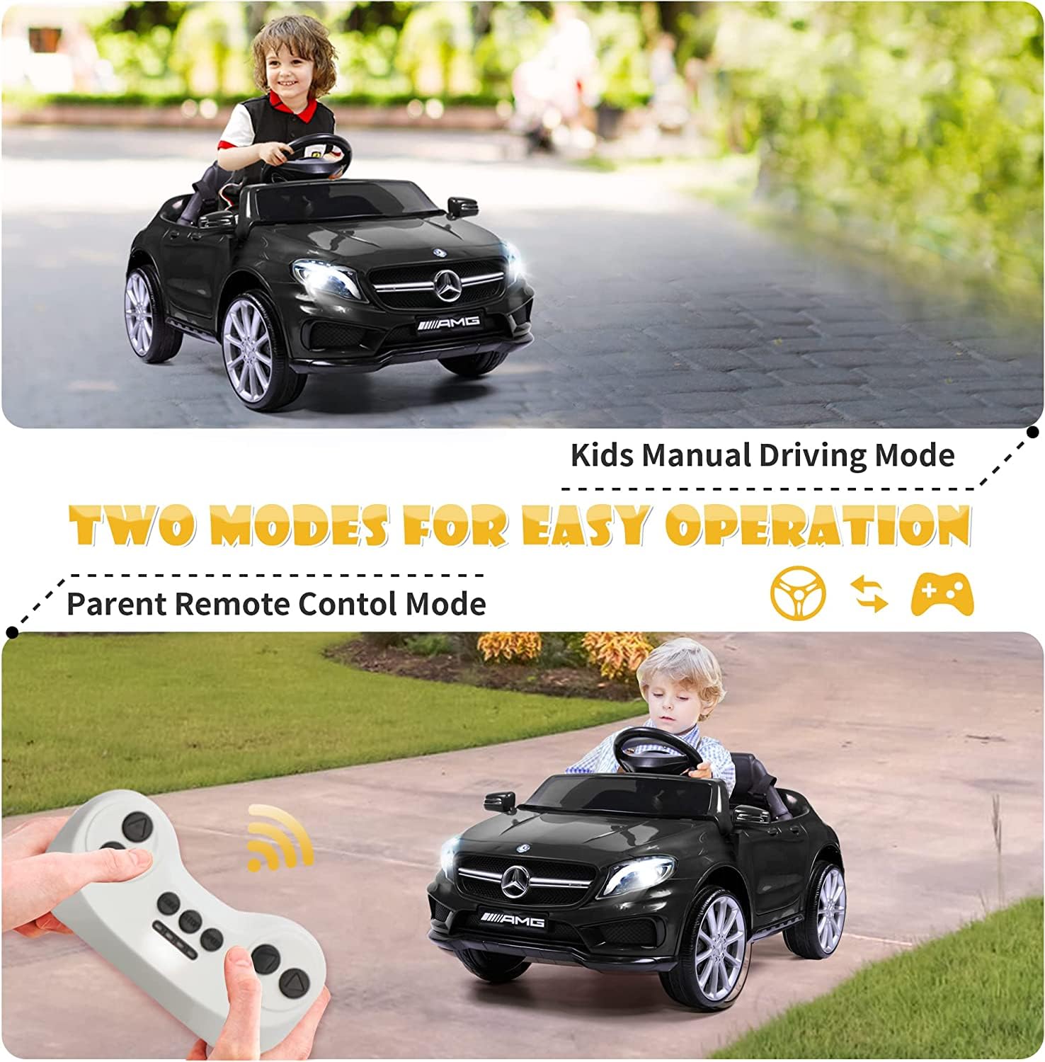 TOBBI Licensed Mercedes Benz Electric Ride On Car for Kids 3+ Years Old - Remote Control Toy Vehicle with Soft Start, 3 Speeds, LED Lights & Music - Perfect for Birthday Gifts, Outdoor Play and Pretend Driving Fun