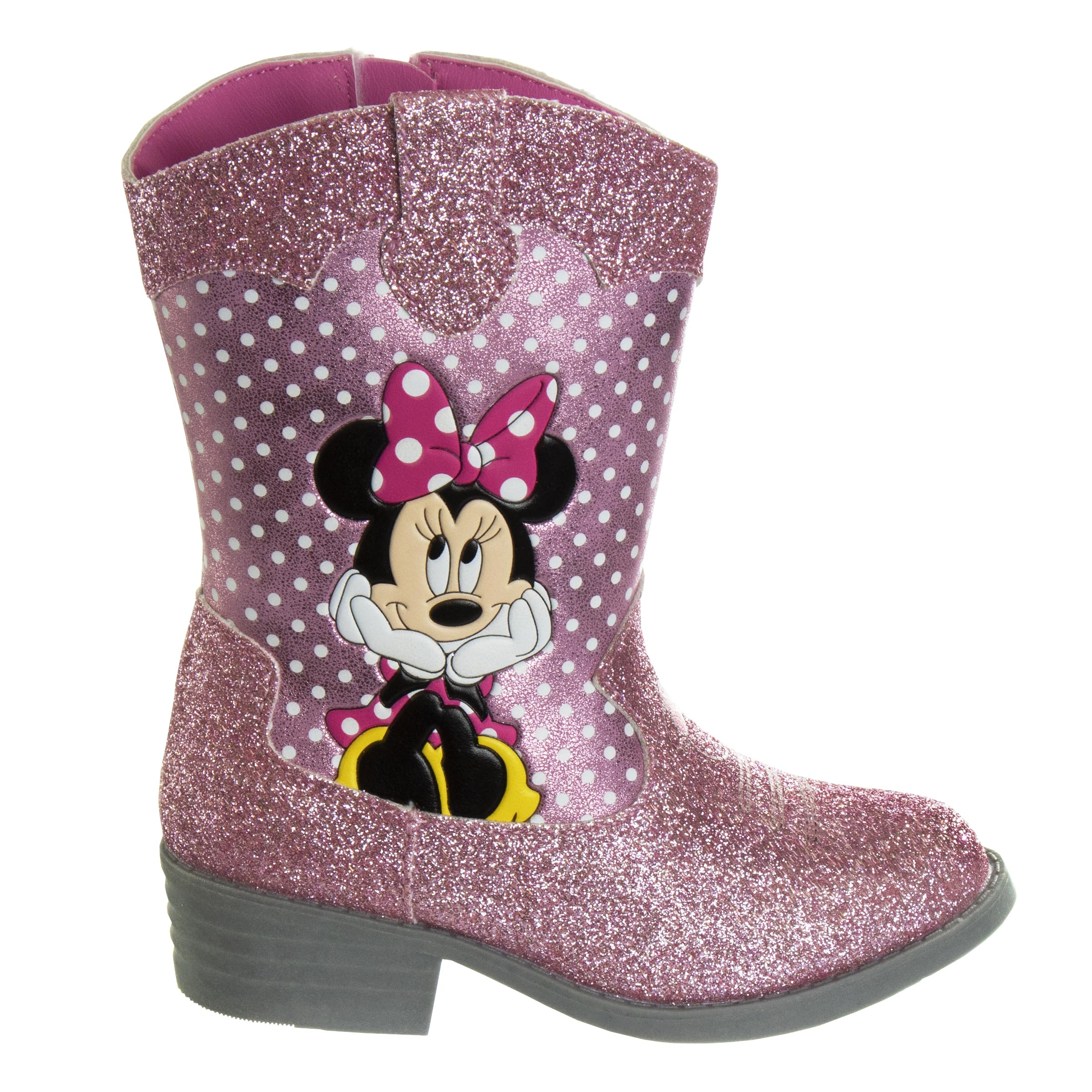 Disney Frozen Minnie Mouse Cowgirl Western Boots for Toddler & Little Kid - Comfortable & Stylish Winter Boots for Girls, Perfect for Dress-Up, Playtime & Outdoor Adventures
