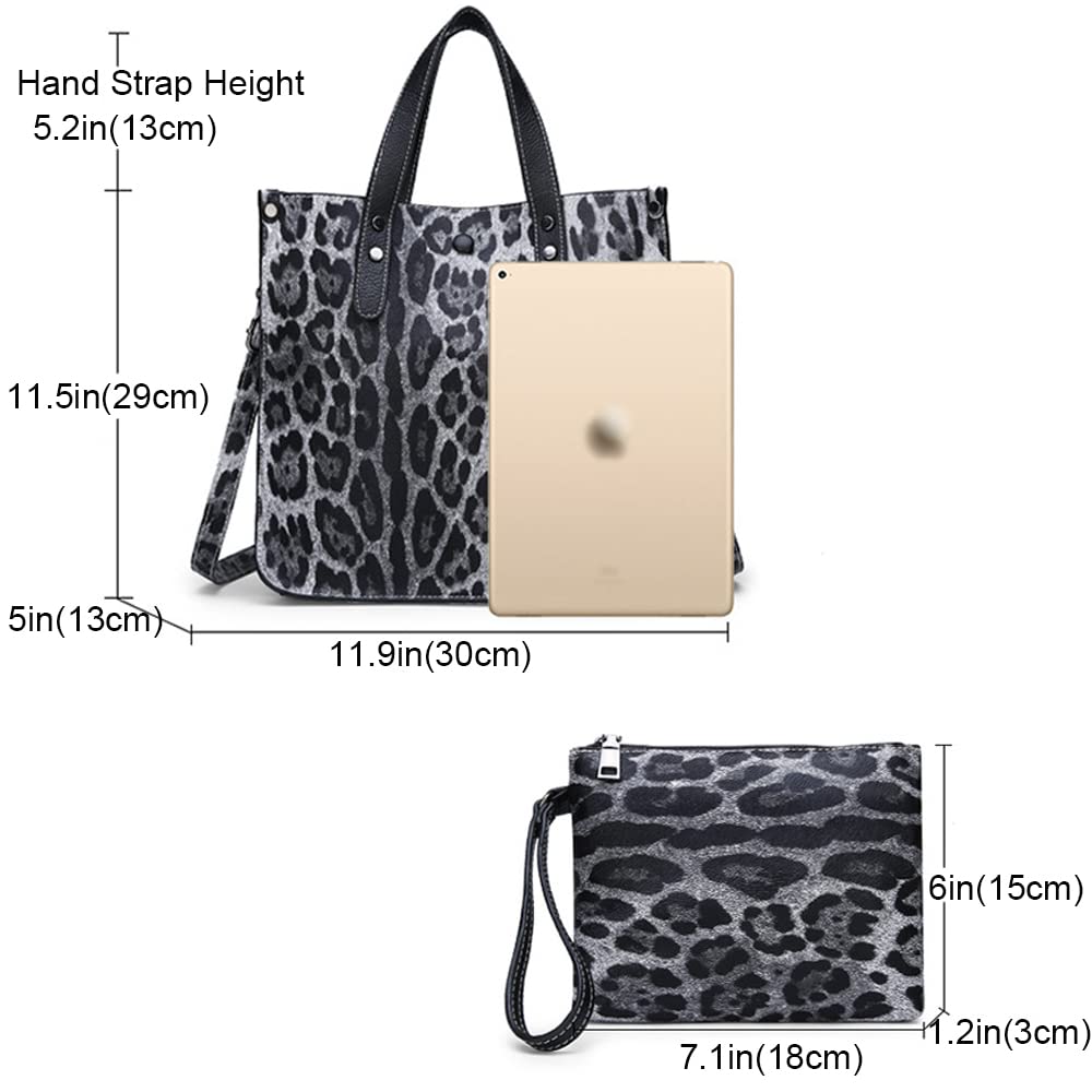 Downupdown Women's Animal Print Leather Shoulder Bag & Purse Set - Stylish Satchel & Tote Handbag for Work, Office & Daily Use (2Pcs)