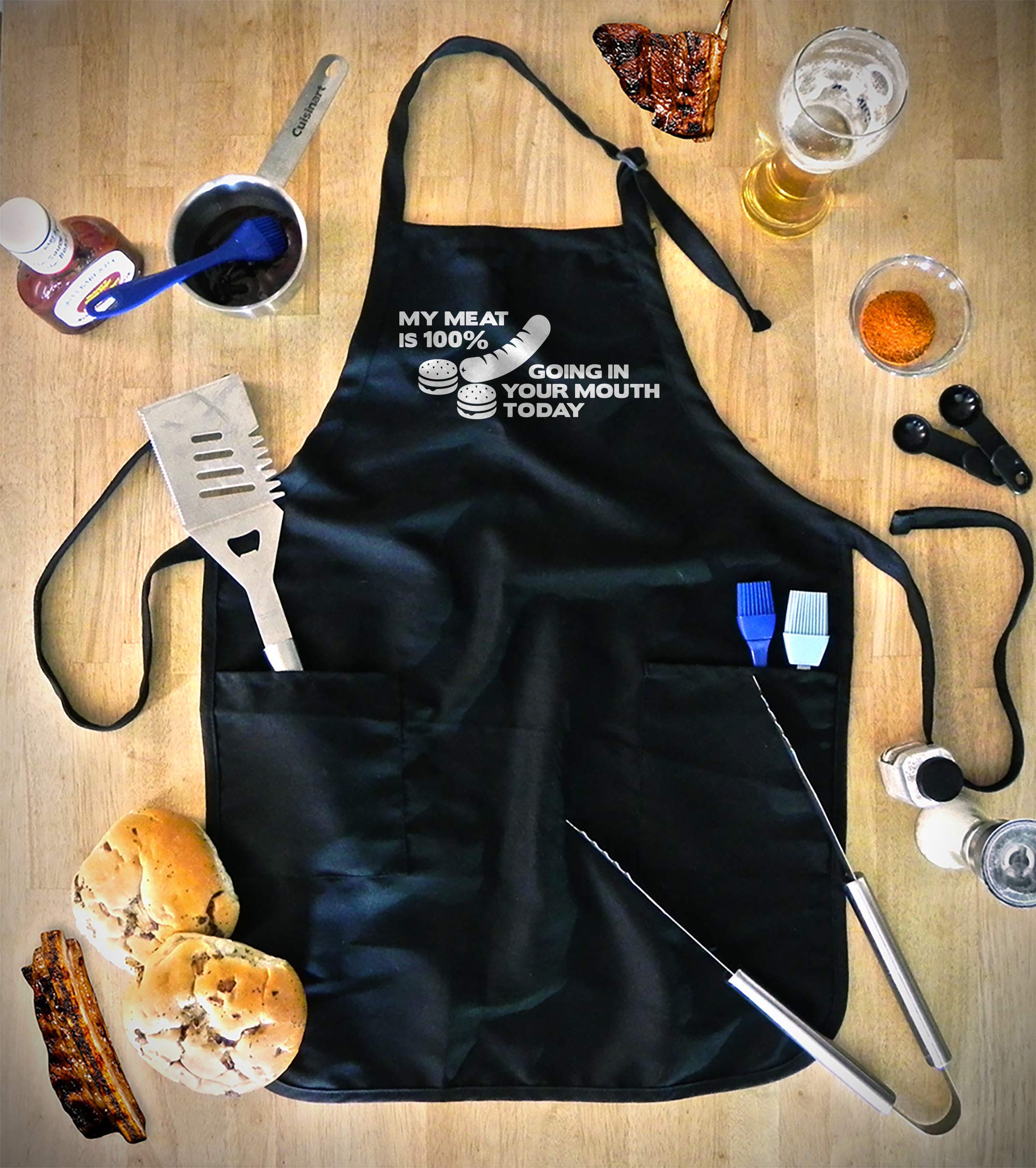 Funny BBQ Apron for Men - 'My Meat is 100% Going in Your Mouth' | Father's Day Gift for Dad | Grilling Apron for Chefs & BBQ Lovers | Perfect for Backyard Barbecues, Cookouts & Outdoor Cooking