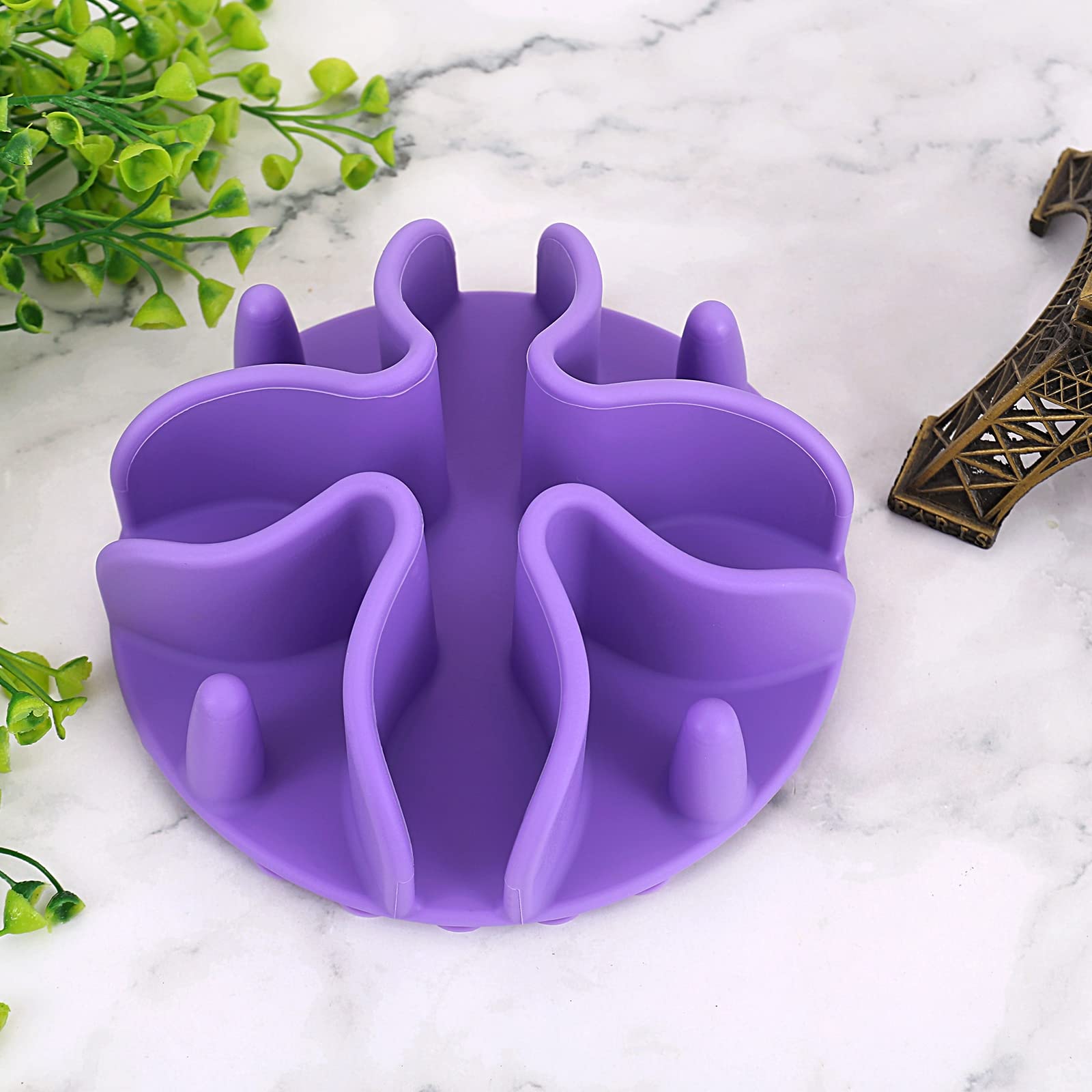 Doweiss Silicone Slow Feeder Dog Bowl Insert for Dogs & Cats - Non-Slip Suction Cups, Large Purple Pet Food Puzzle Bowl - Perfect for Fast Eaters, Digestion Aid & Mealtime Enrichment