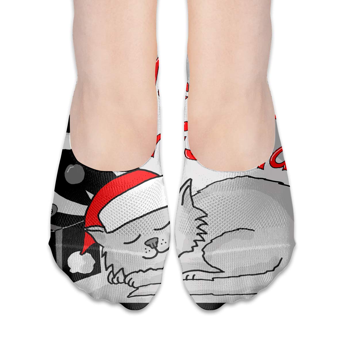 OHMYCOLOR Christmas Cat Socks for Women - Low Cut No Show Ankle Socks - Cute Holiday Gift Idea for Cat Lovers - Perfect for Gifts, Parties & Everyday Wear