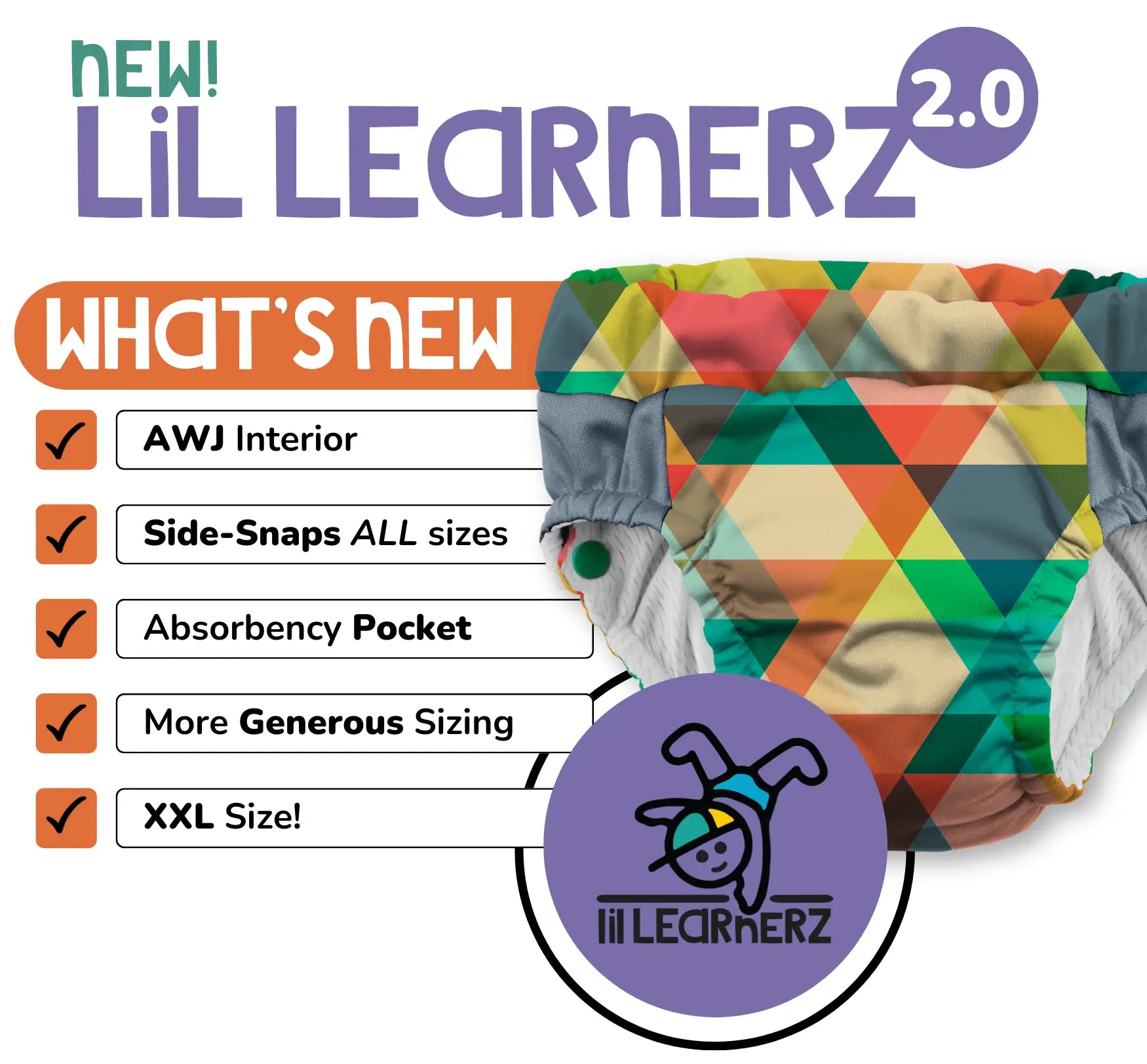 Lil Learnerz 2.0 Training Pants & Swim Diapers for Toddlers - Soft Reusable Potty Training Underwear & Waterproof Swim Diaper for Baby Boys & Girls - Perfect for Swimming Lessons & Potty Training