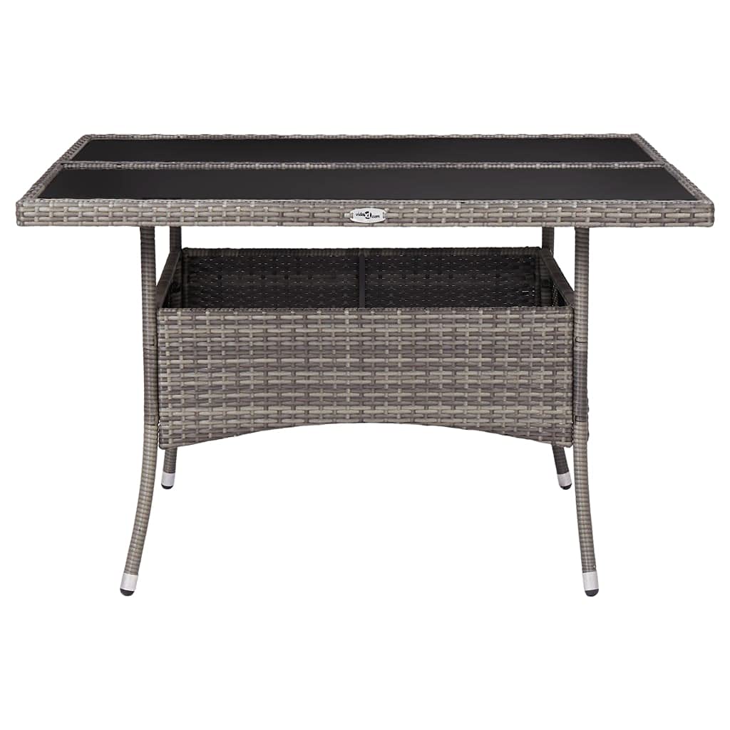 CHARMMA Gray Poly Rattan & Glass Patio Dining Table - 26.2KG - Outdoor Furniture for Garden, Balcony & Backyard Dining
