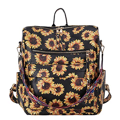 Vintage Embroidered Women's Large Backpack - 35L Capacity Ethnic Style Reflective Cycling Backpack for Travel, Hiking & Commuting (Black, 29x17x35 Inches)