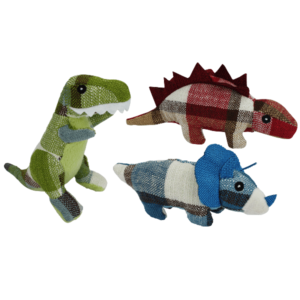 Multipet Cuddle Buddies Plaidosaurus - Soft Dinosaur Plush Dog Toy for Small & Medium Dogs - Perfect for Cuddling, Chewing & Playtime at Home or Travel