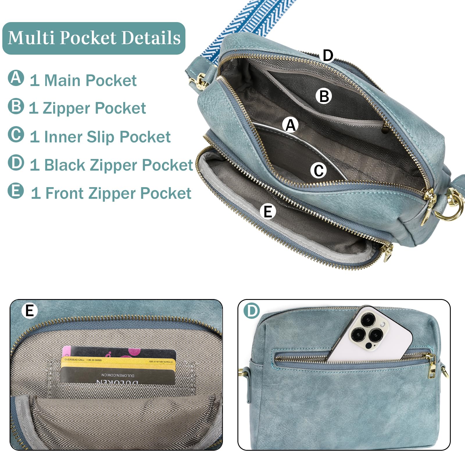 Vegan Leather Crossbody Bags for Women - Small Travel Shoulder Purse with Adjustable Guitar & Leather Straps | Perfect for Daily Use, Shopping & Travel Accessories