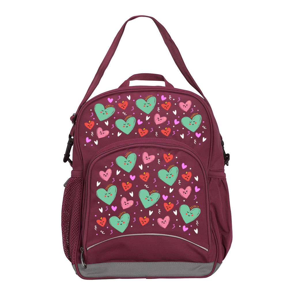 Sweet Hearts Kindy Backpack for Kids - Cute Heart Print School Backpack for Girls & Boys - Perfect for Preschool, Kindergarten & Travel