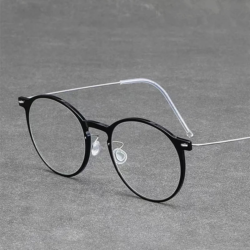 Unisex Full Rim Round Screwless Titanium Acetate Eyeglasses 6541 - Lightweight Durable Glasses for Work, Reading & Fashion | Aimee Eyewear