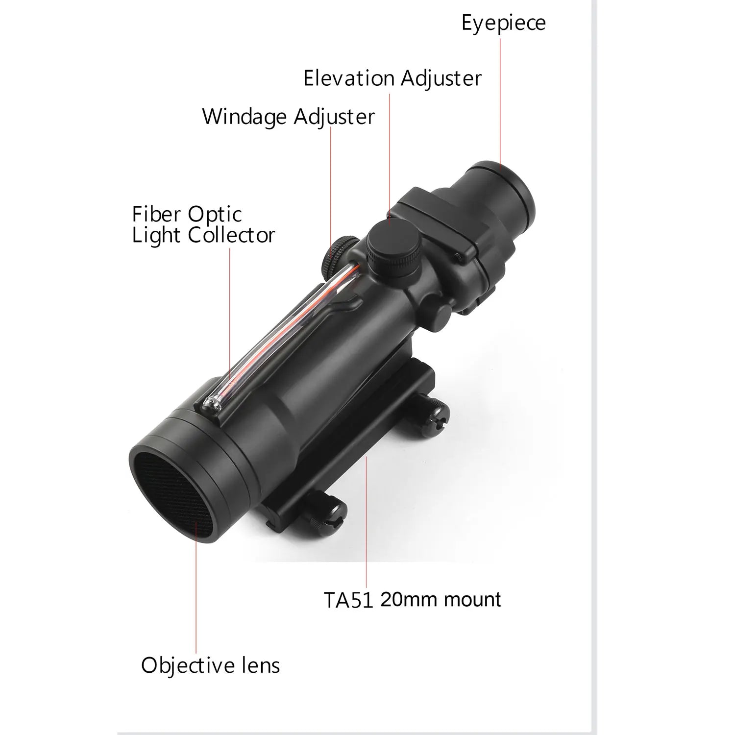 5X35 Hunting Rifle Scope with Real Fiber Optics - Red Dot Holographic Illuminated Etched Reticle for Tactical Shooting | Perfect for Hunting, Target Practice & Outdoor Adventures