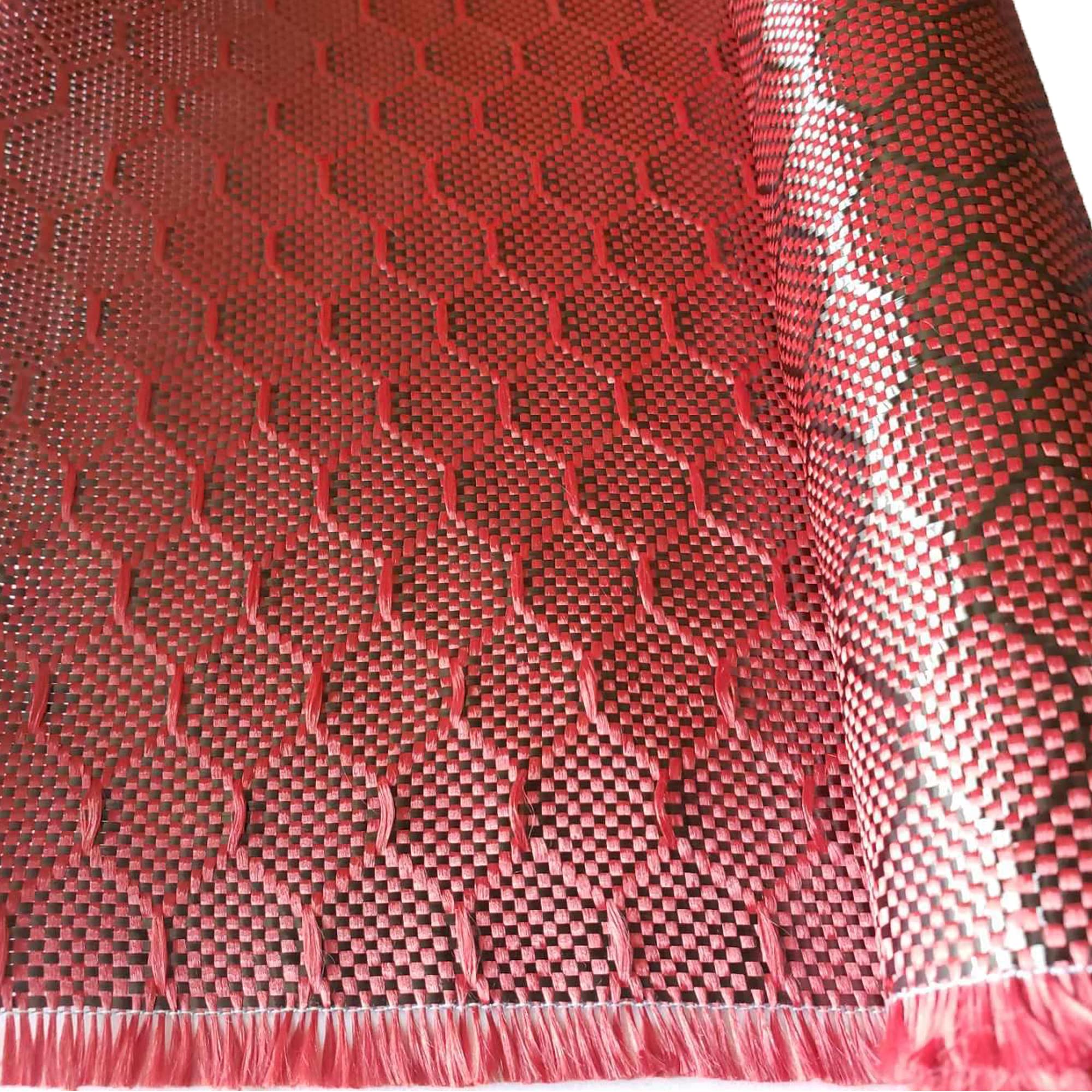 KARBXON Carbon Fiber Beehive Weave Fabric - 1 Meter Wide (39.8 in) - 3K 240g/m² - Red - 5ft to 10ft Rolls - High-Tech Fiber Cloth for Automotive Repair, Boat Restoration & DIY Projects