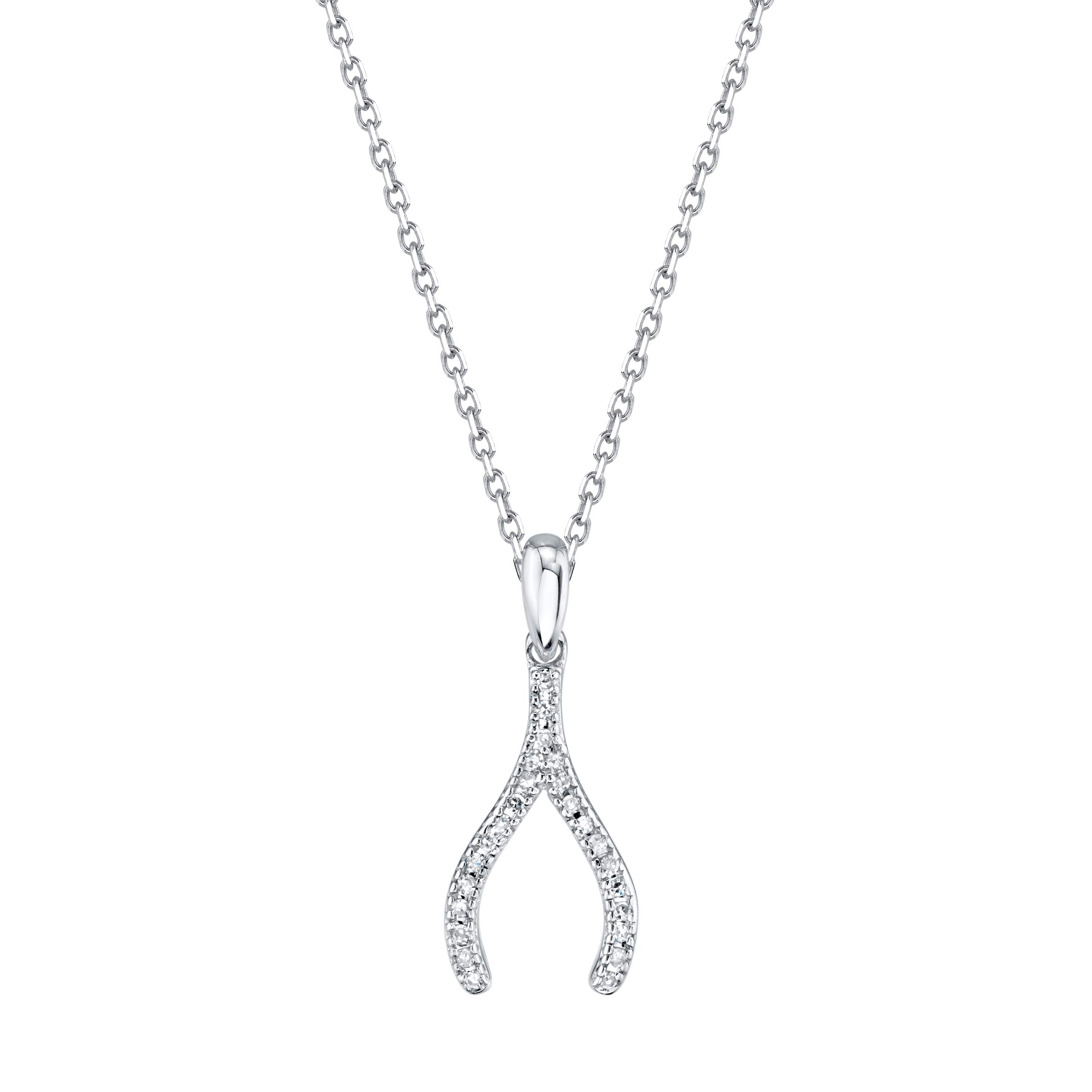 SERAFINA Diamond Charm Pendant Necklace - 925 Sterling Silver Name Necklace with Natural Diamonds - Adjustable 16