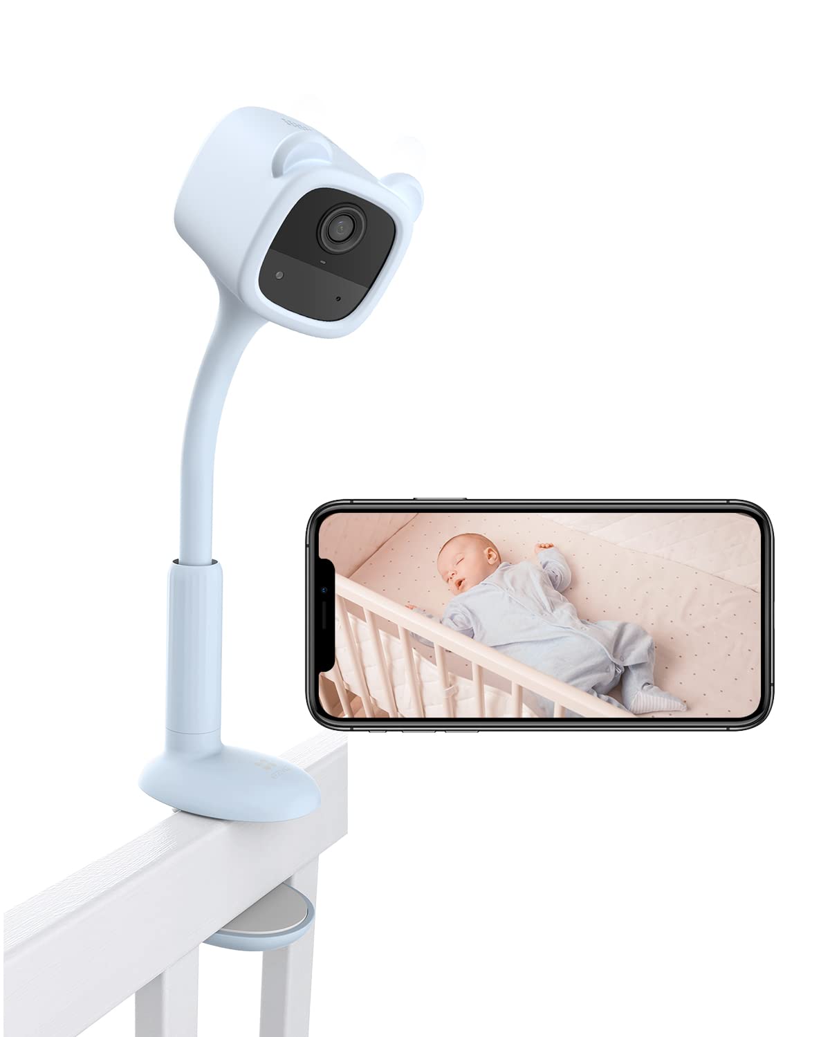 EZVIZ BM1 Bear Wireless Baby Monitor with Crying Detection & Auto-Play Soothing Music - Indoor Security Camera with Two-Way Audio, Baby Activity Tracking & Data Privacy Protection - Perfect for Nursery, Bedroom & Home Security Monitoring