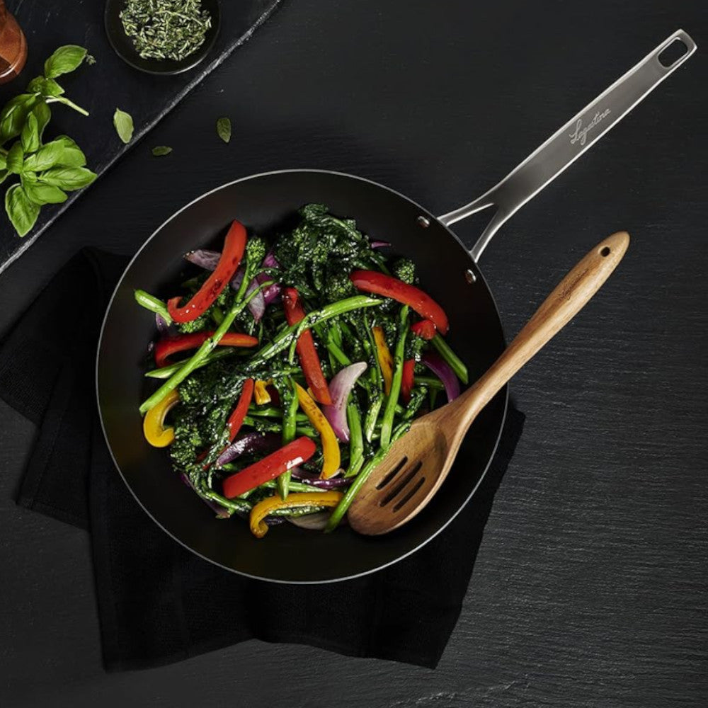 LAGOSTINA L700040730 30cm Blue Carbon Steel Wok Pan - Professional Stir Fry, Sauté & Deep Frying for Home Cooking & Asian Cuisine