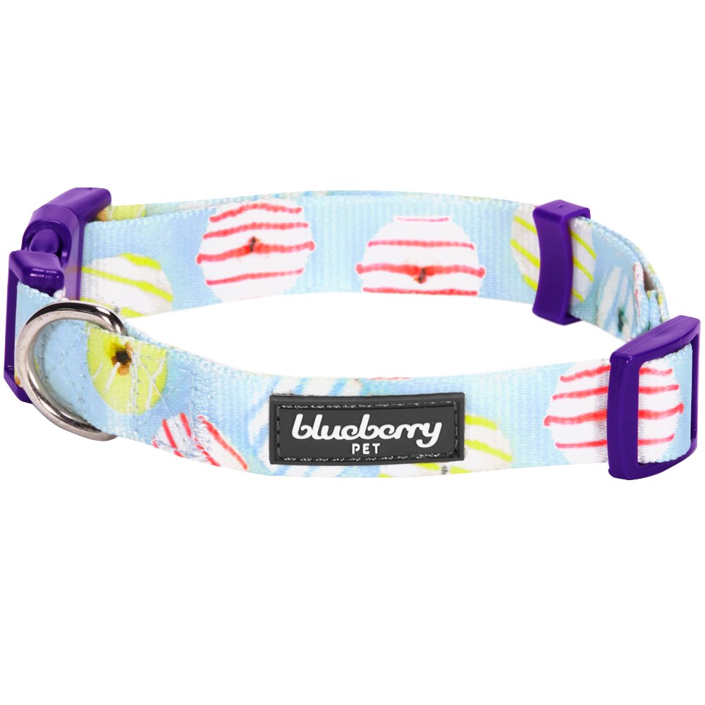 Custom Embroidered Blueberry Pet Donut Dog Collar - Adjustable Large Size with Personalized Pet Name & Phone Number | Durable & Stylish Collar for Big Dogs, Perfect for Walks, Training & Gifts
