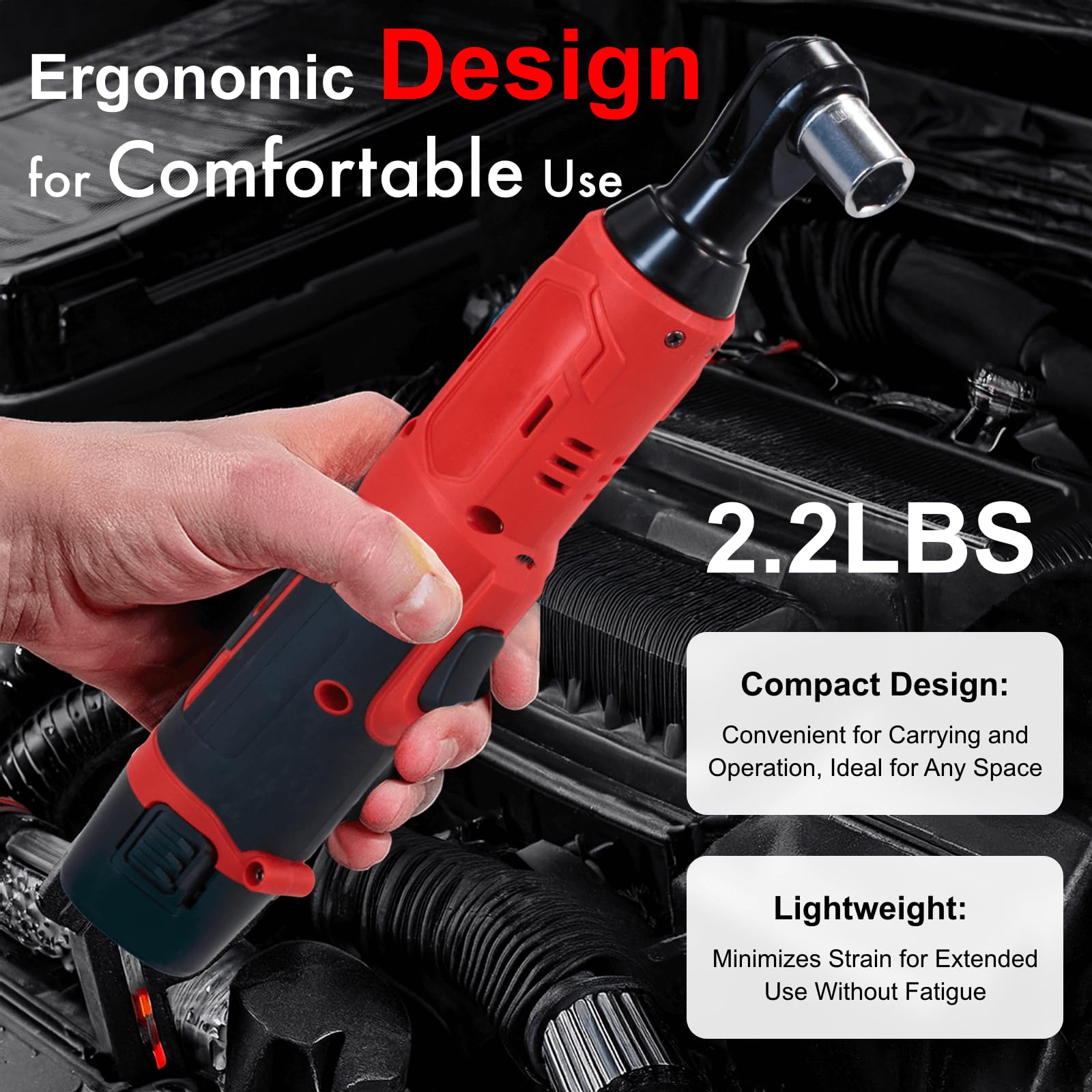 12V Cordless Electric Ratchet Wrench Set - 3/8