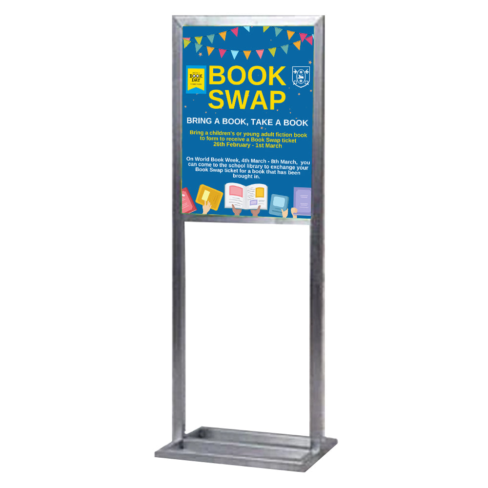 22x28 Heavy Duty Steel Indoor Sign Stand with Double Post for Posters & Graphics - Two-Sided Viewing for Retail Stores, Events & Trade Shows