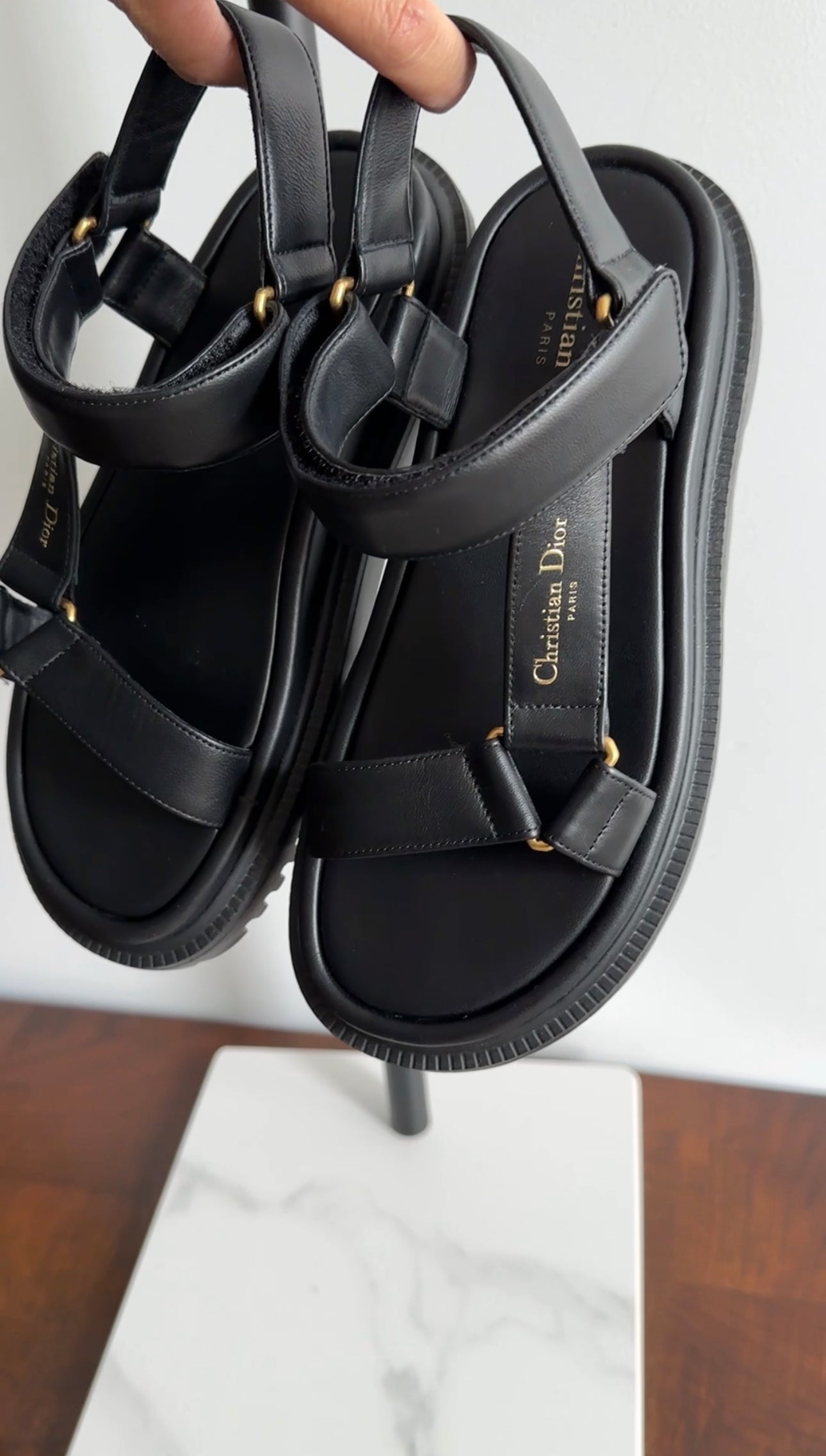 Christian Dior Black Leather D Wave Sandals Size 37 - Luxury Women's Designer Heels for Parties, Weddings & Evening Events