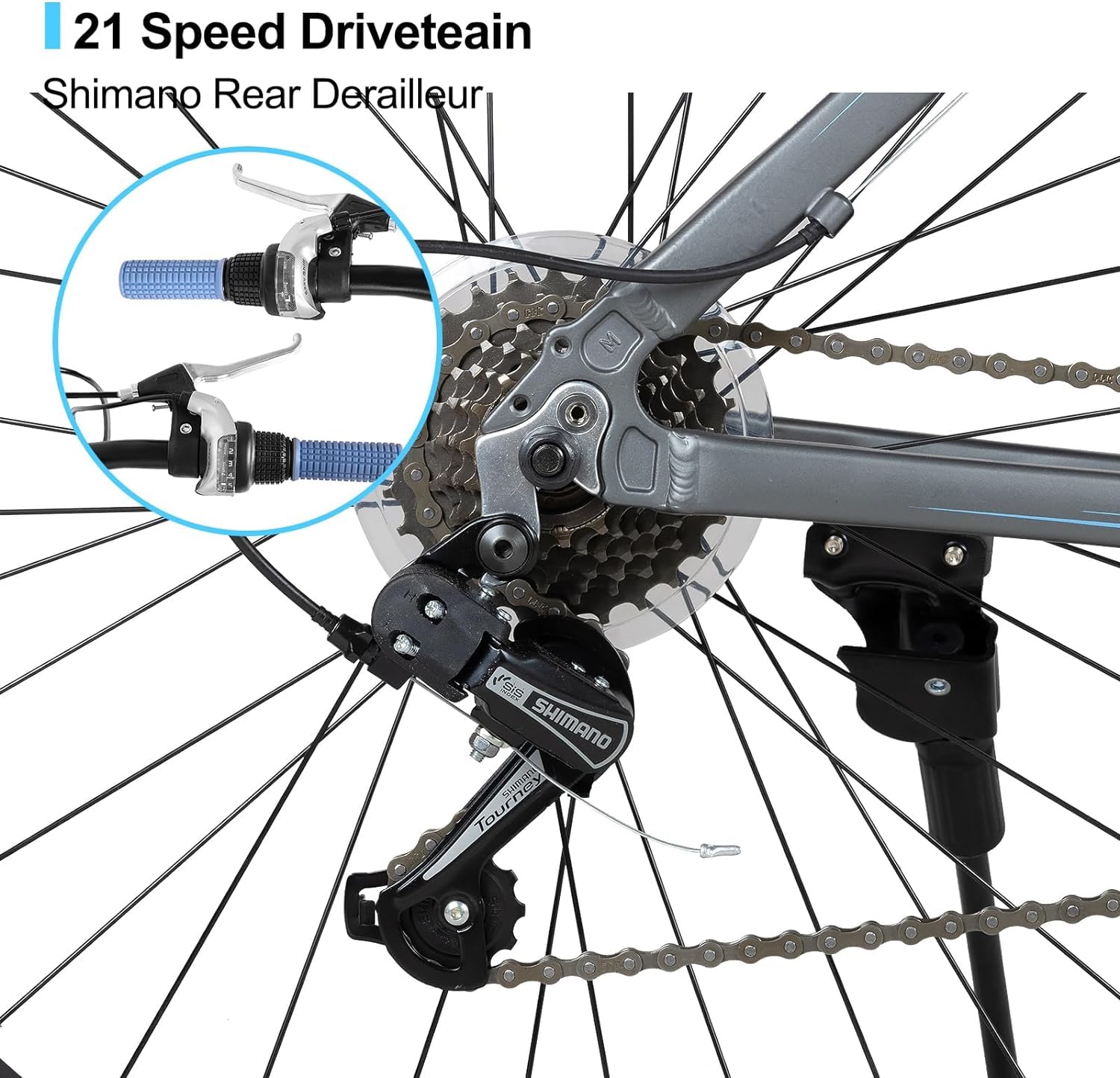 HH HILAND 26 Inch Mountain Bike for Men & Women - 21 Speed Gears, Aluminum Frame with Front Suspension, 3/6 Spoke Wheels - Perfect for Trail Riding, Commuting & Outdoor Adventures