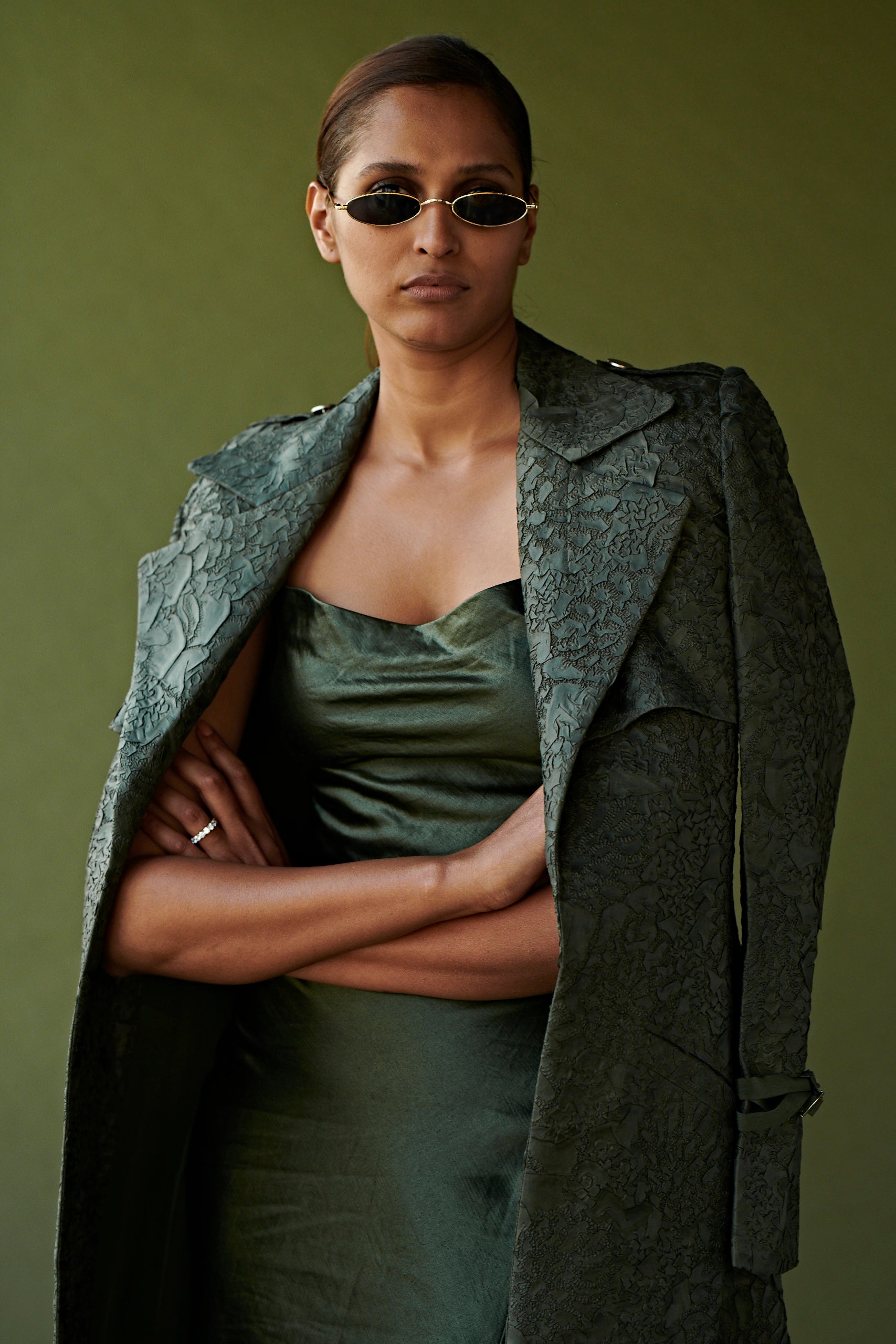 Olive Green Slip Dress for Women - Elegant Satin Nightgown & Loungewear - Perfect for Sleepwear, Date Nights & Relaxing at Home