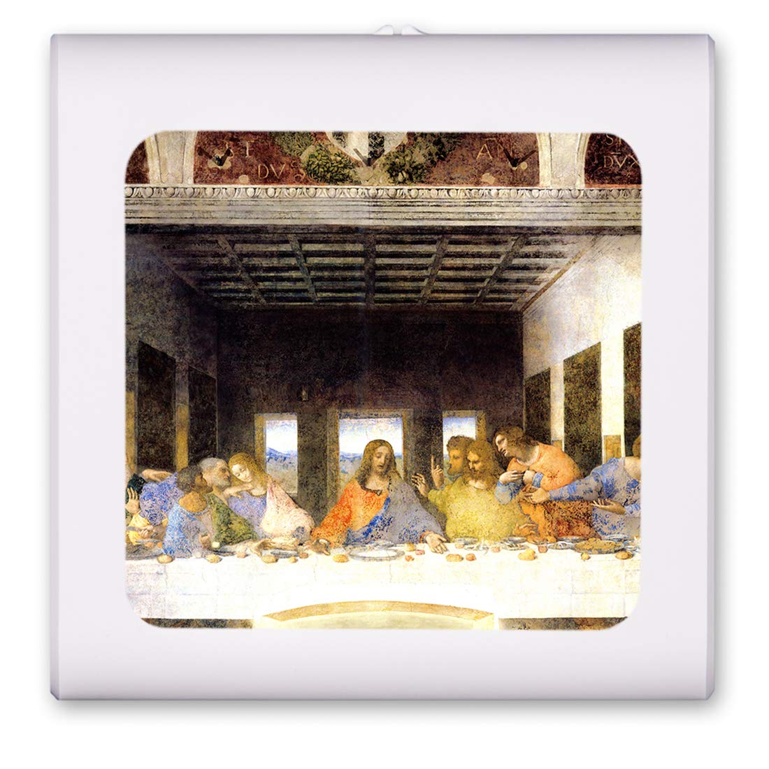 Dimmable LED Night Light with Auto On/Off Sensor, Adjustable Brightness & Warm White Light - Perfect for Bathroom, Hallway, Nursery & Bedroom - Da Vinci The Last Supper Inspired Design - Creates Cozy Ambiance for Nighttime Safety & Comfort