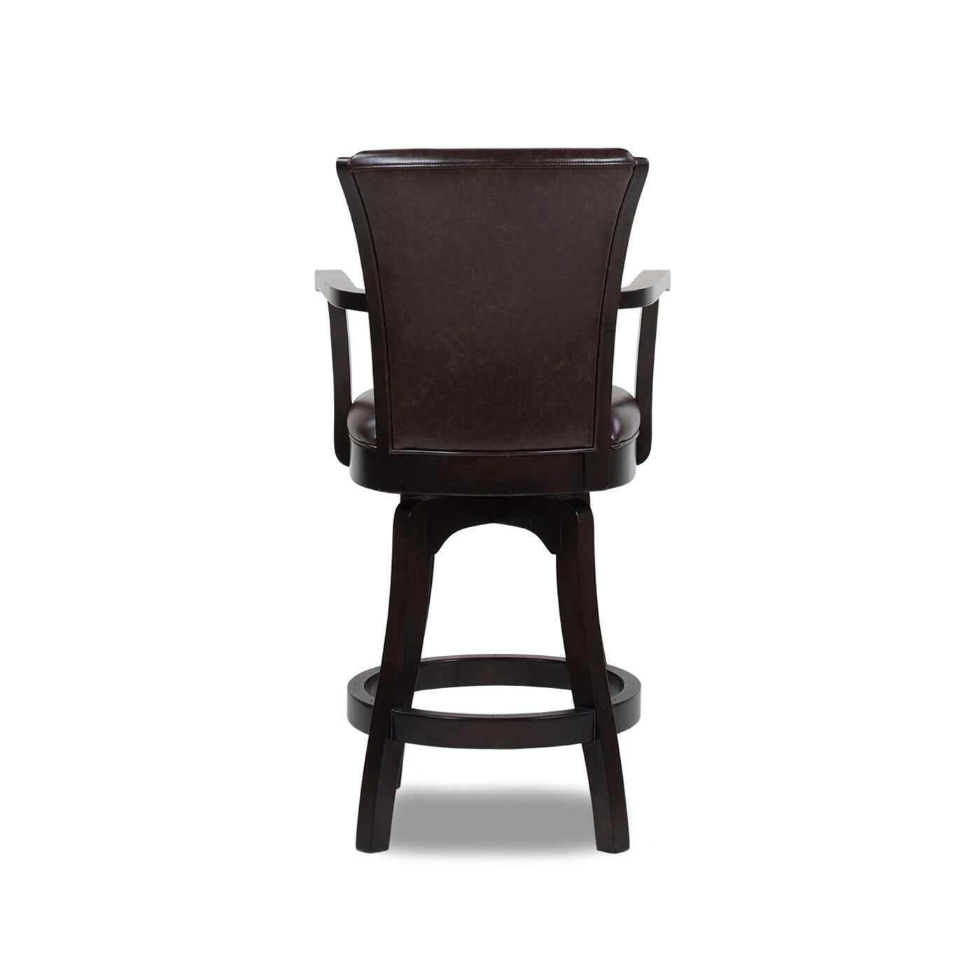27in Swivel Counter Height Bar Stool - Vintage Faux Leather with High Back Support & Armrests - Solid Hardwood Frame - Perfect for Kitchen Island, Home Bar & Breakfast Nook