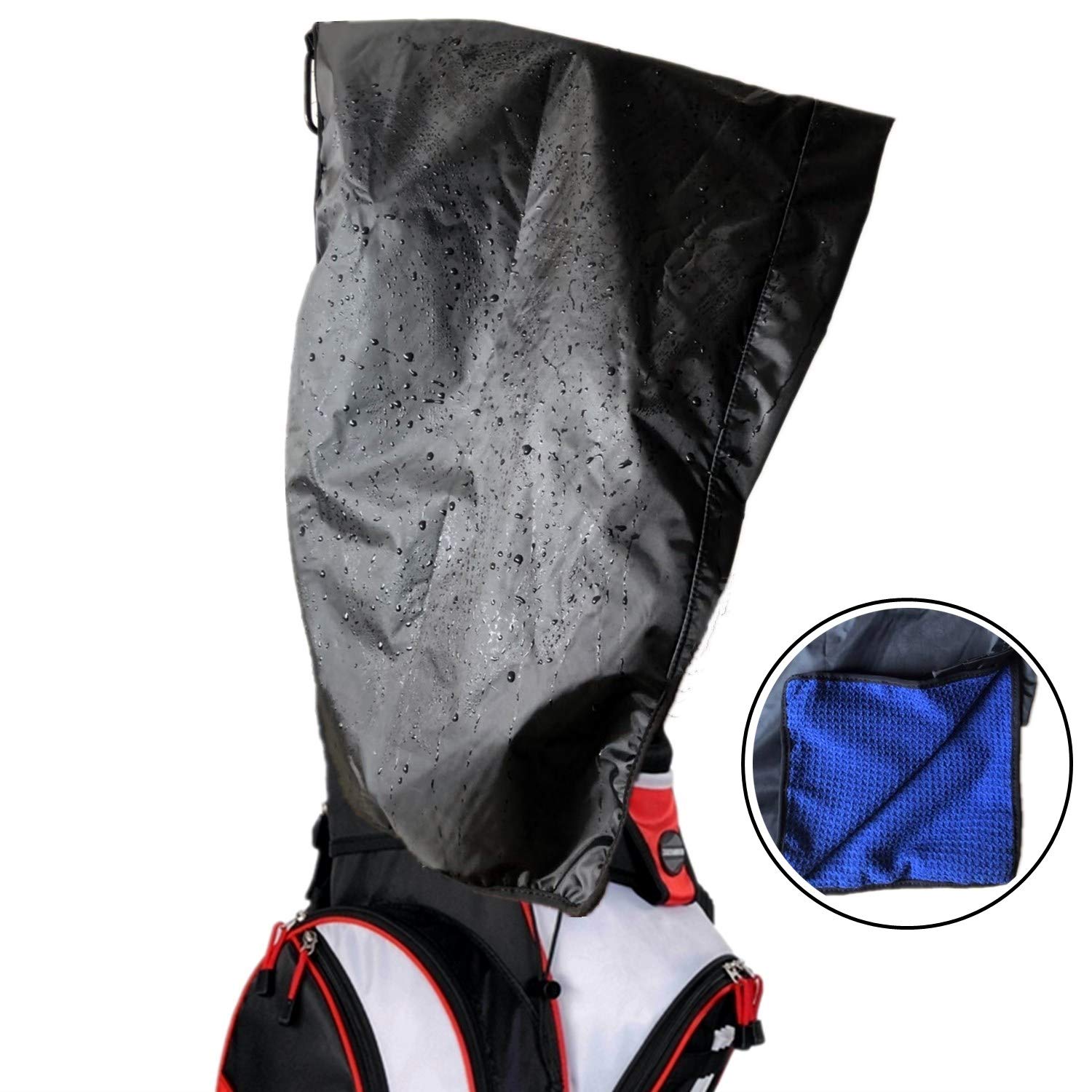 FINGER TEN Golf Rain Hood Towel with Clip - Waterproof Waffle Pattern Golf Towel for Men & Women - Perfect for Golf Bags, Rain Protection & On-Course Use