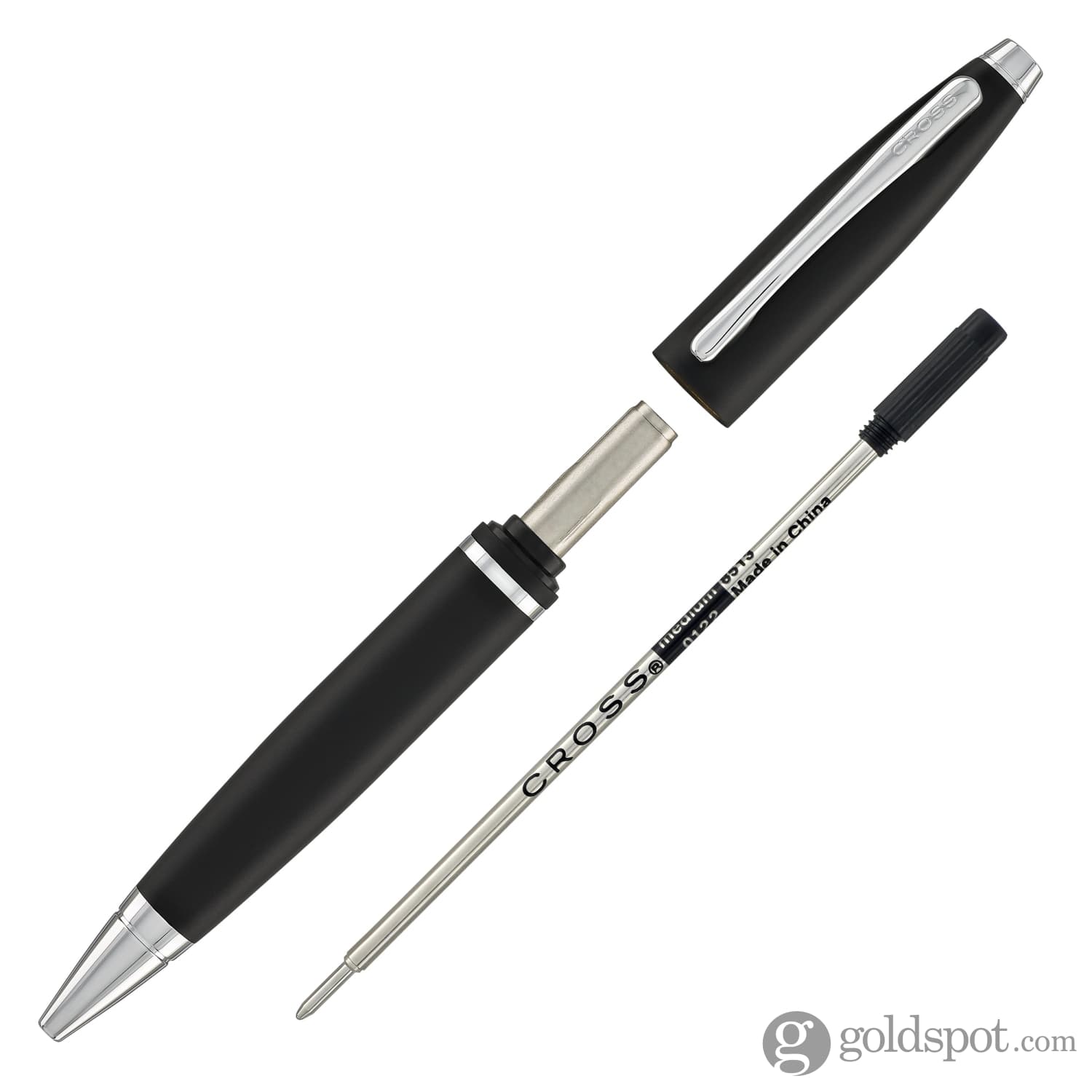 Premium Cross Calais Matte Black Ballpoint Pen with Chrome Trim - Elegant Writing Instrument for Office, Business & Gifting