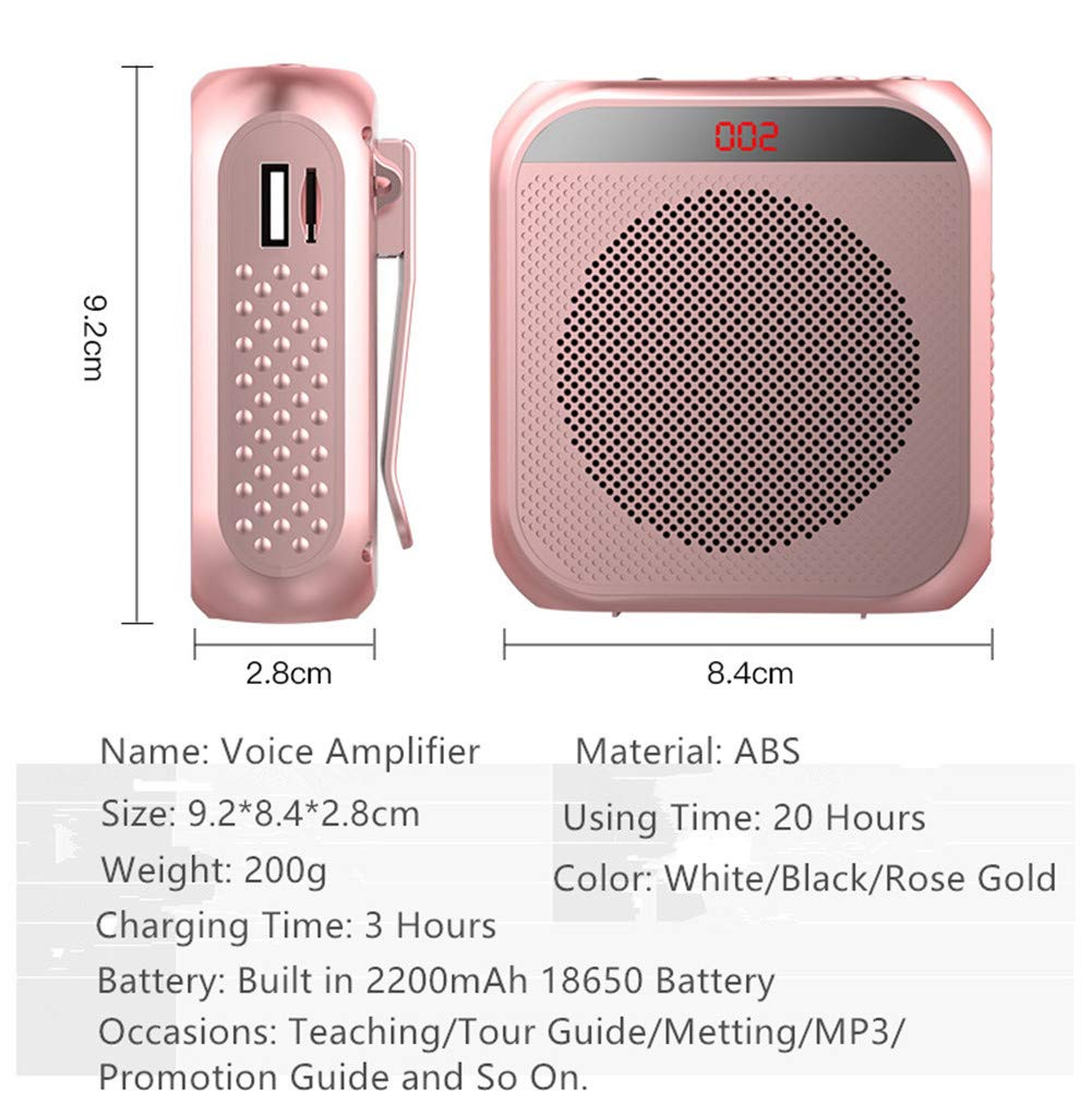 Portable Voice Amplifier with Wired Microphone Headset - Rechargeable PA System Speaker for Teachers, Tour Guides & Public Speaking - Personal Speech Amplifier with Loudspeaker - Ideal for Classrooms, Meetings & Outdoor Events (Rose Gold)