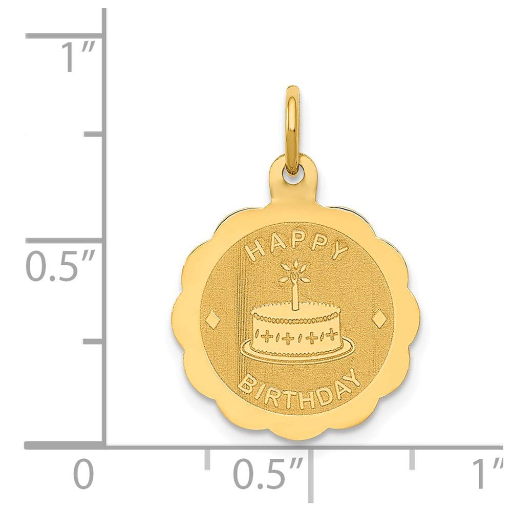 14K Yellow Gold Happy Birthday Charm - Engravable Polished Satin Finish Jewelry Gift for Women, Best for Birthday Celebrations & Special Occasions