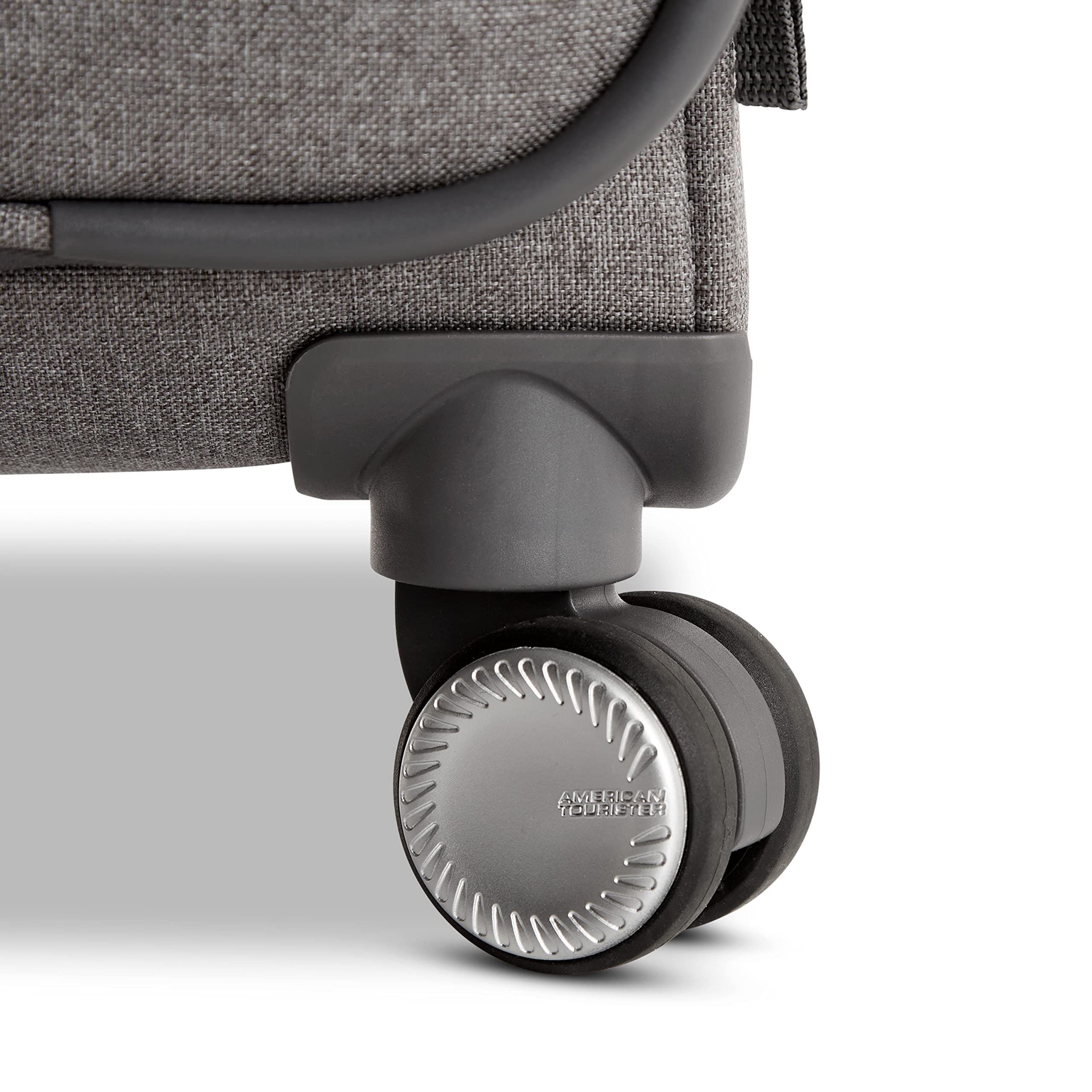 American Tourister Whim Softside Expandable Spinner Luggage Set - 2-Piece (Carry-On & Medium) Lightweight Suitcase with 360° Wheels, Grey - Perfect for Business Travel & Family Vacations