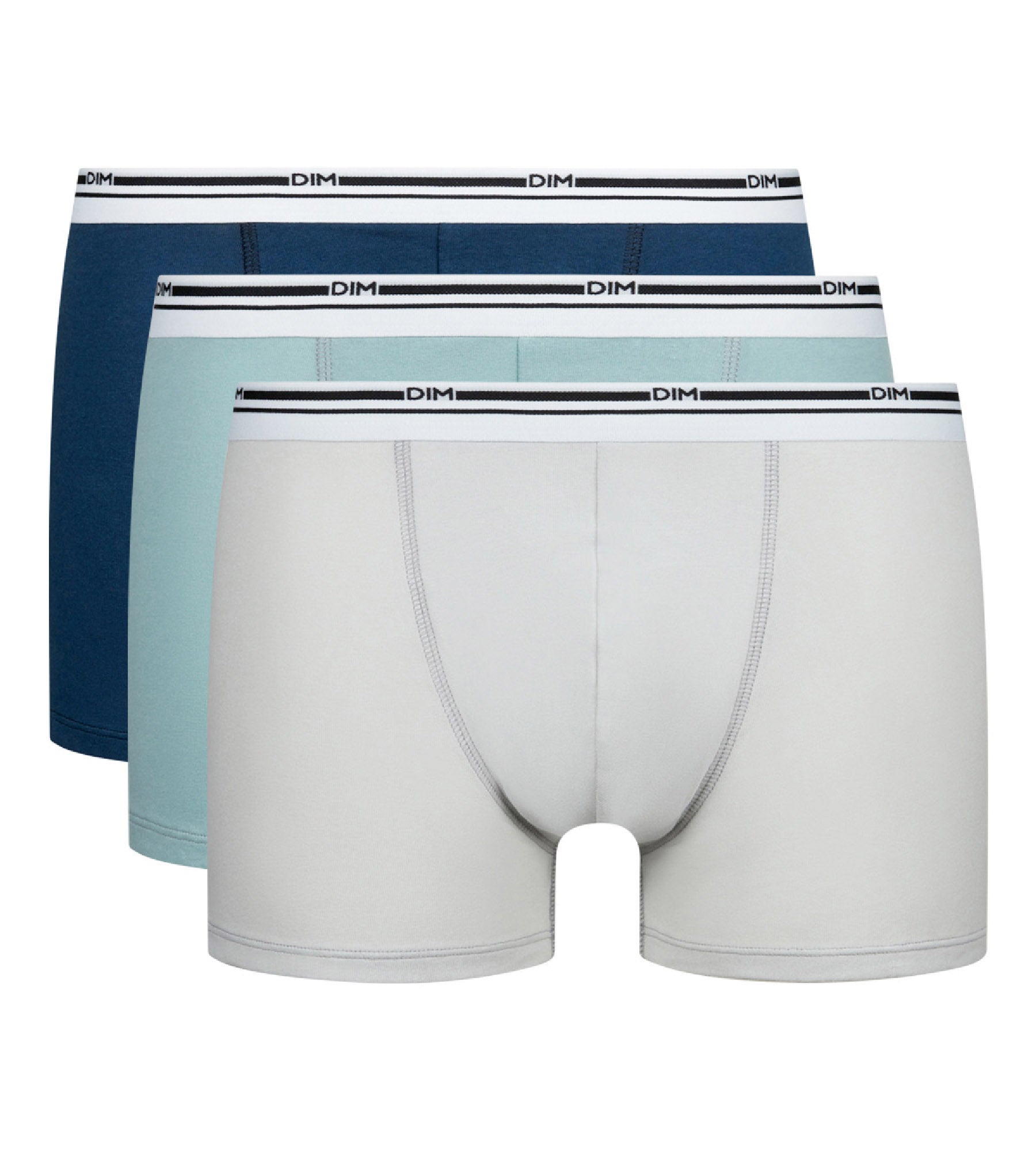 3 Pack Men's Cotton Stretch Boxer Briefs - Blue & Grey Classic Colors for Everyday Comfort & Active Lifestyle