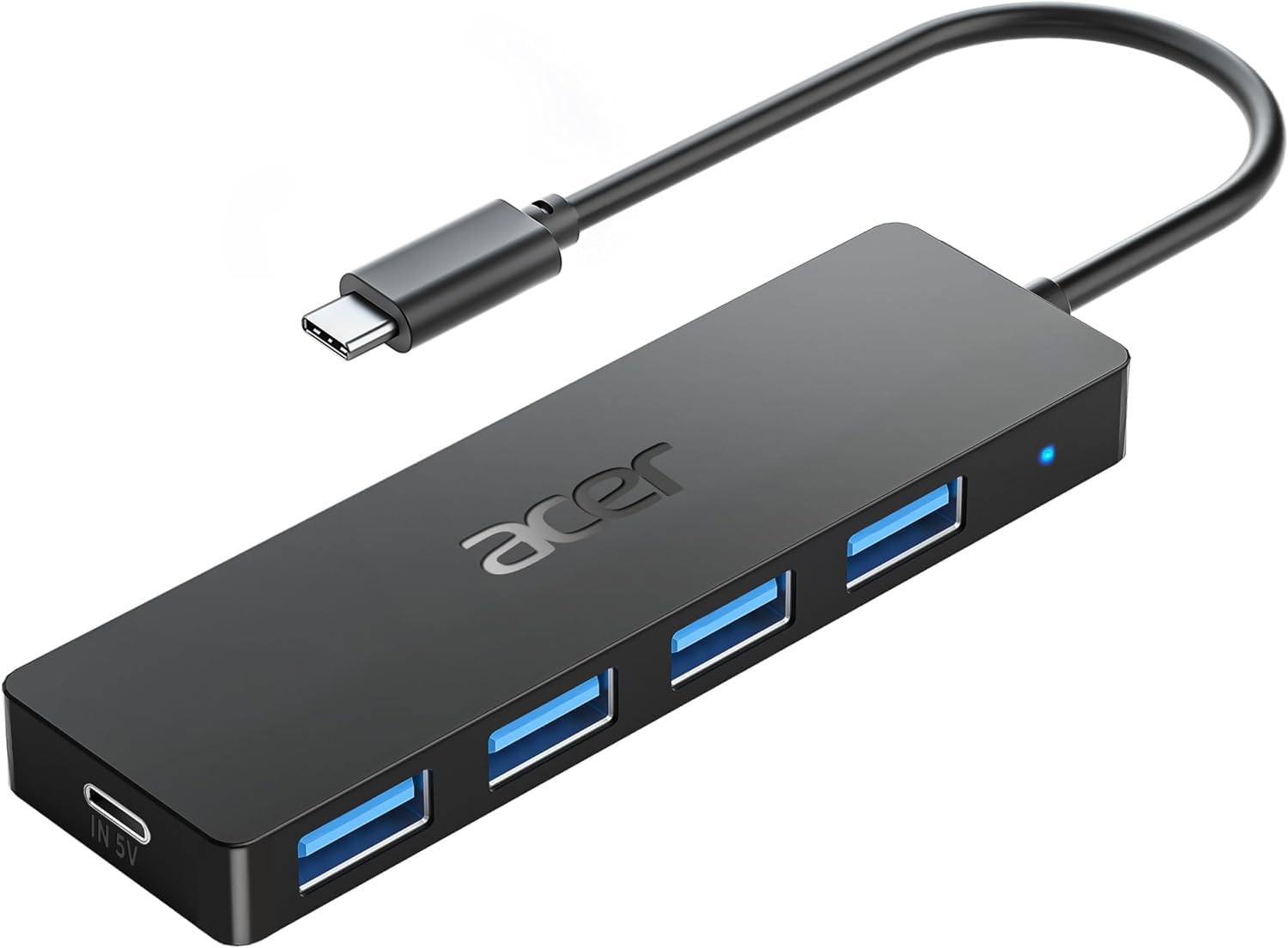 Acer USB C Hub 4 Ports, High-Speed USB 3.0 Splitter with Type-C Power Port, Compact 0.7ft Extender for Laptop, PC, Desktop, Ideal for Home Office, Gaming, and Travel