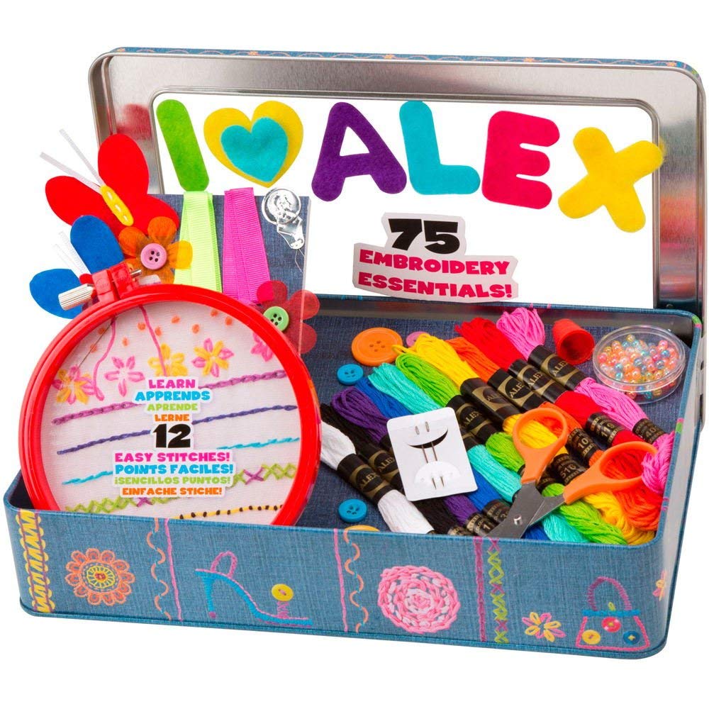 ALEX Toys Craft My Embroidery Kit for Kids - DIY Sewing Starter Kit with 6 Designs, Hoop & Threads - Creative Arts & Crafts Activity for Girls & Boys Ages 6+ - Perfect for Birthday Gifts & Rainy Day Fun