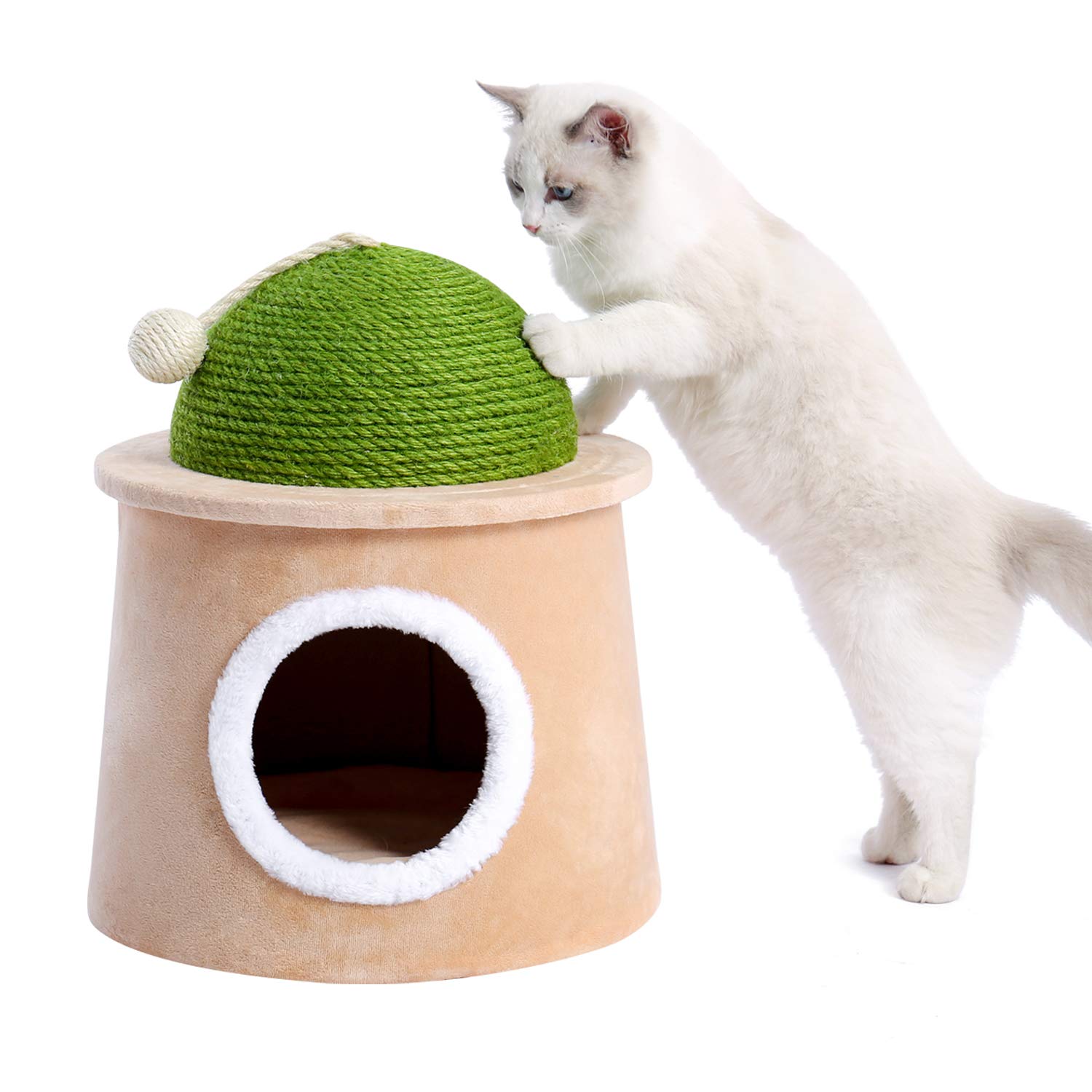 Premium Cat Tree Tower with Scratching Post & Cozy Cave - DwenDwen Multi-Level Cat Bed for Indoor Cats | Perfect for Small Spaces, Apartments & Kitty Playtime