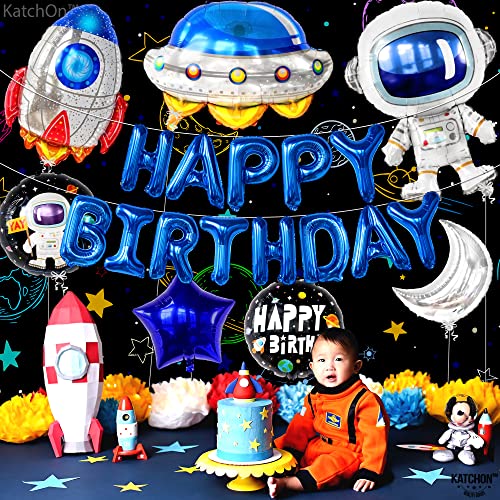 KatchOn 22-Pack Large Happy Birthday Outer Space Balloons Set - Rocketship Themed Party Decorations for Kids & Adults | Perfect for Galaxy Birthday Parties, Baby Showers & Space-Themed Events
