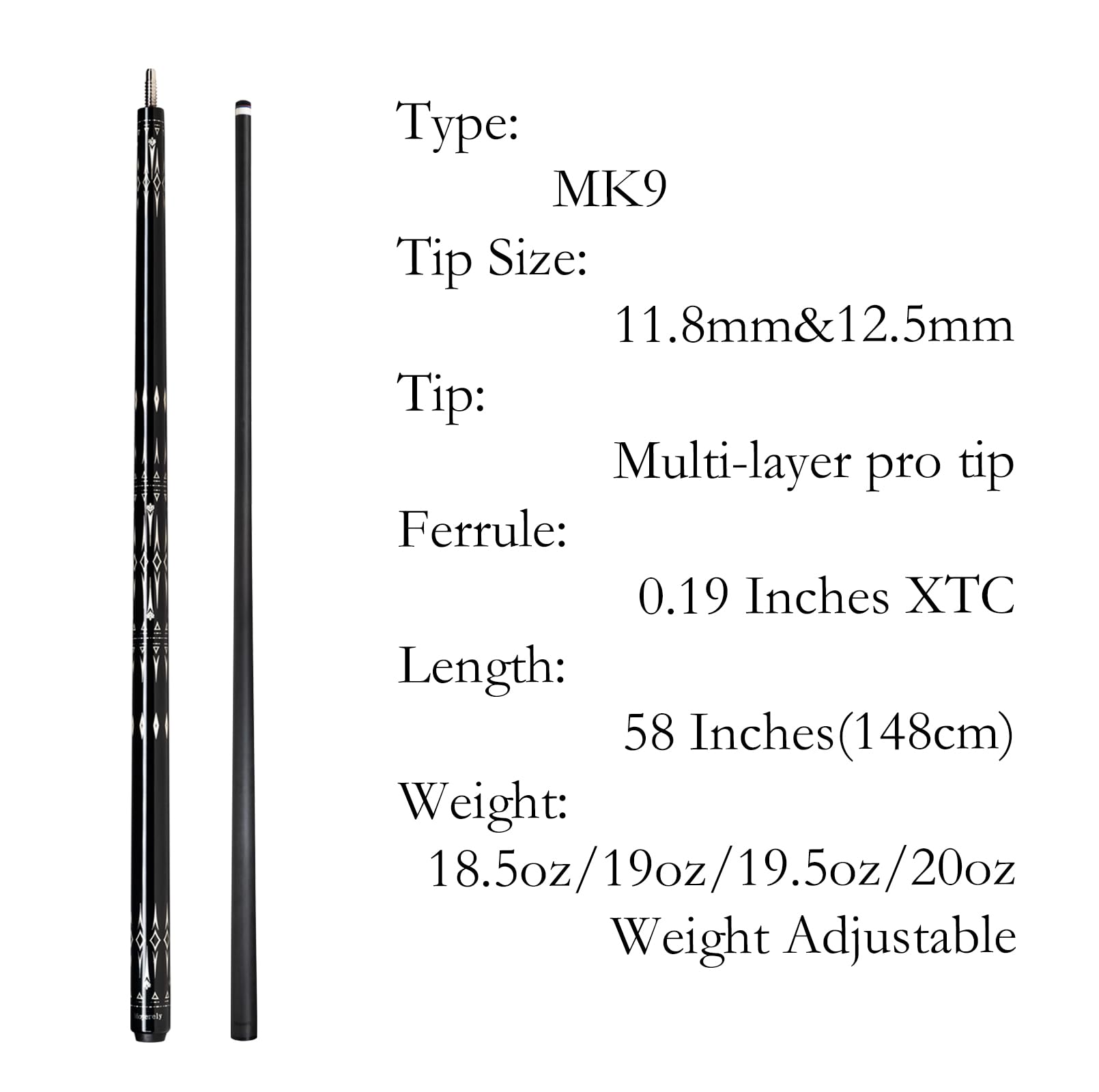Premium Carbon Fiber Pool Cue Stick - 11.8mm/12.5mm Low Deflection Professional Billiard Cue with Protective Case | Ideal for Tournament Play & Home Pool Tables