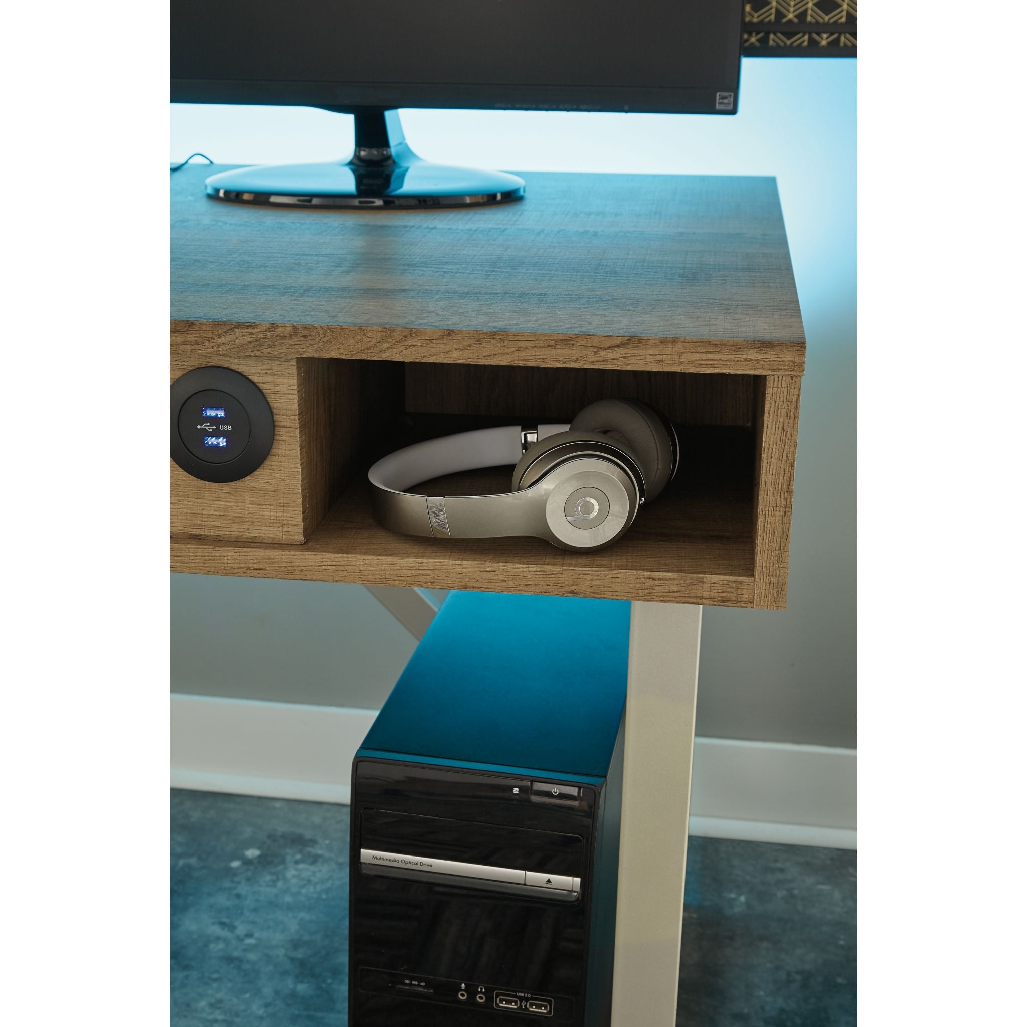 Barolli Modern Desk with Gunmetal Finish - Stylish Home Office Furniture for Work & Study | Perfect for Small Spaces & Minimalist Decor