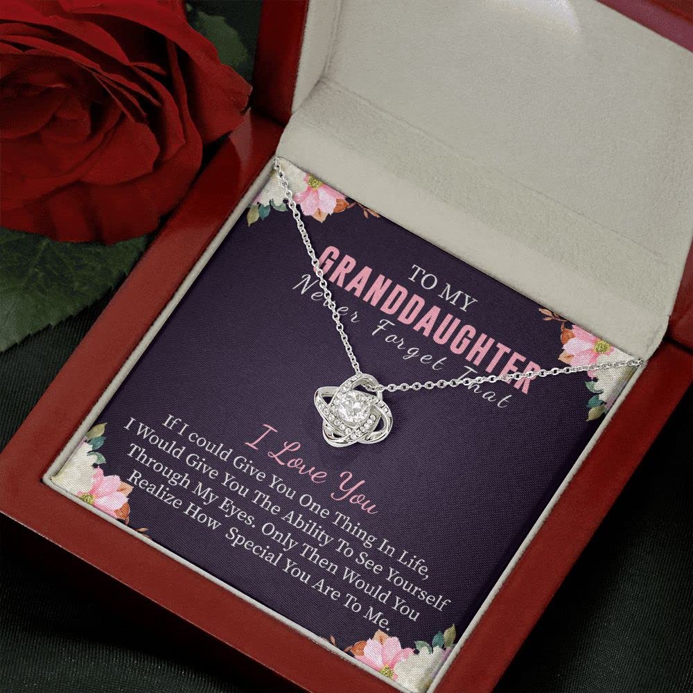 To My Granddaughter Necklace - Sterling Silver Love Knot Pendant Jewelry Gift for Granddaughter from Grandma/Grandpa | Perfect for Birthday, Graduation, Christmas & Wedding | Heartfelt Keepsake for Special Moments