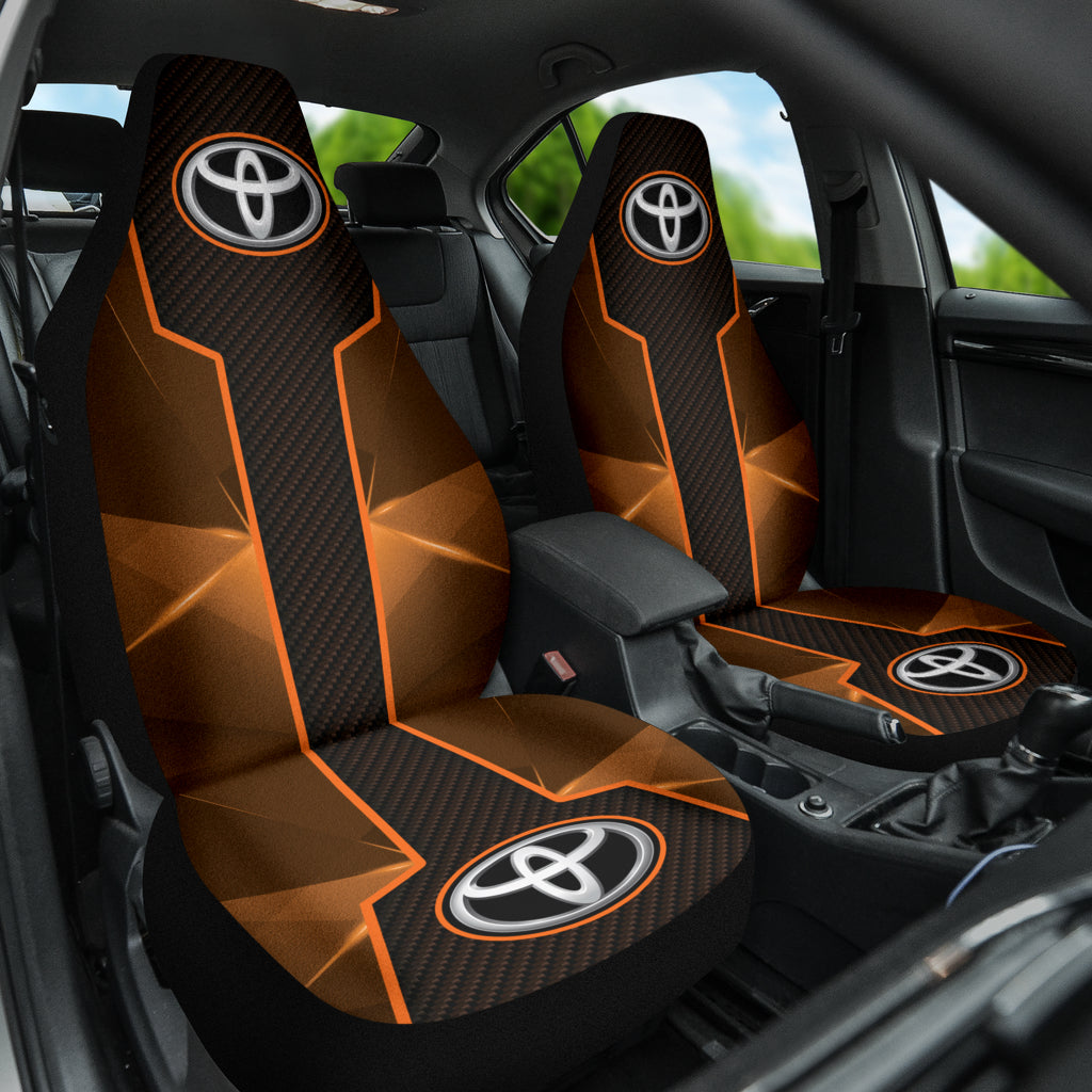 Premium Toyota Car Seat Covers - Soft Orange PU Leather, Universal Fit for Camry/Corolla/Rav4 - Comfort & Style Upgrade for Road Trips & Daily Commute